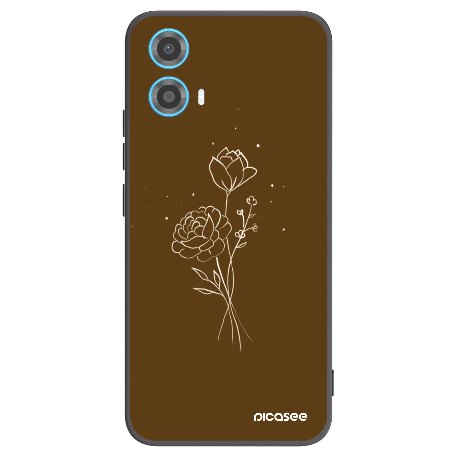 Picasee silikónový čierny obal pre Motorola Moto G34 5G - Brown flowers