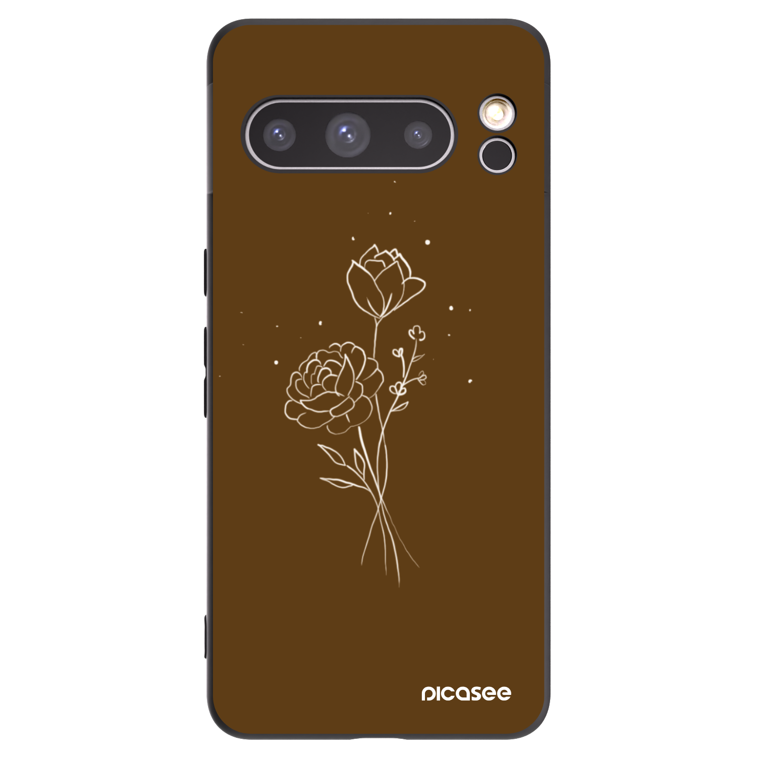 Picasee silikónový čierny obal pre Google Pixel 8 Pro - Brown flowers