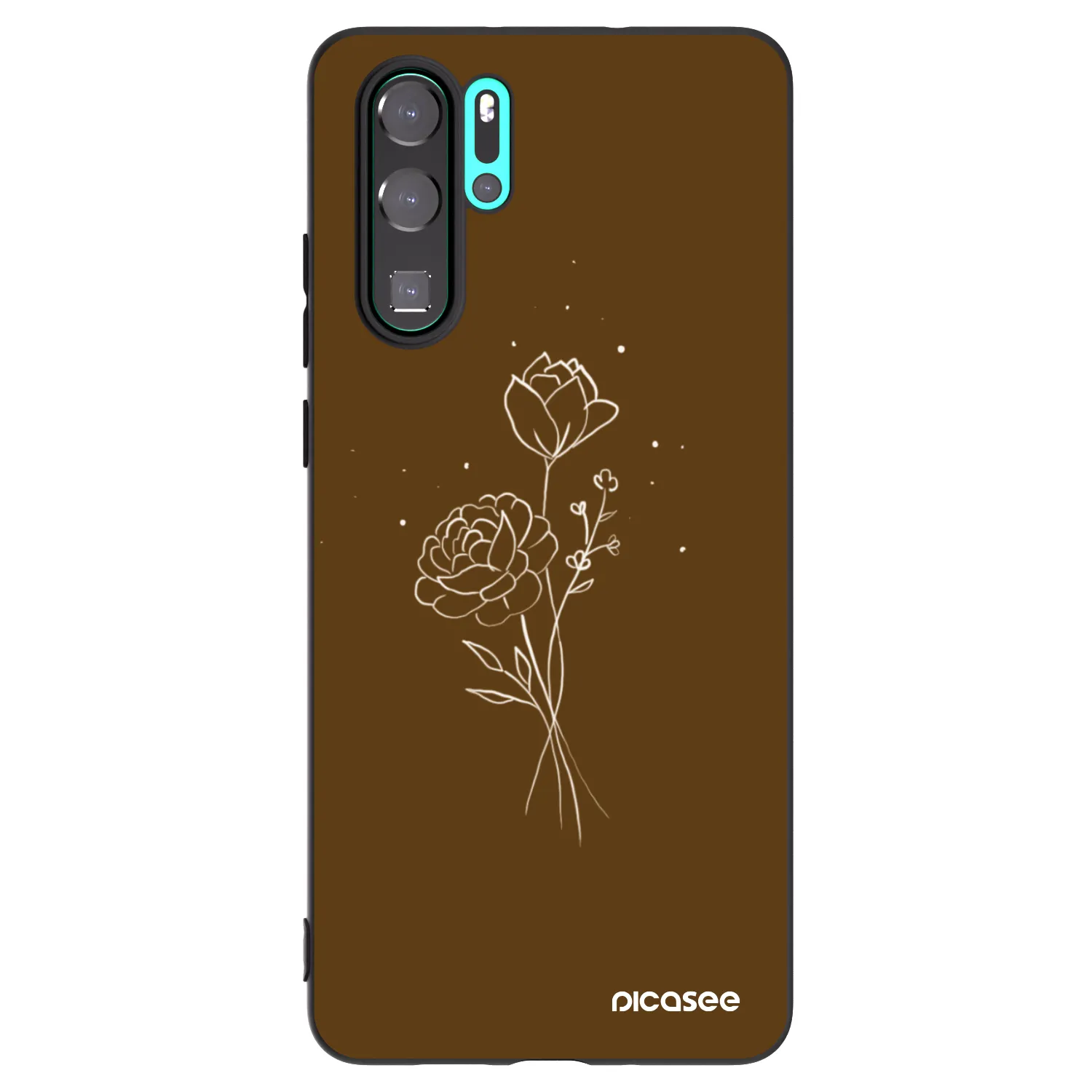 Picasee silikónový čierny obal pre Huawei P30 Pro - Brown flowers