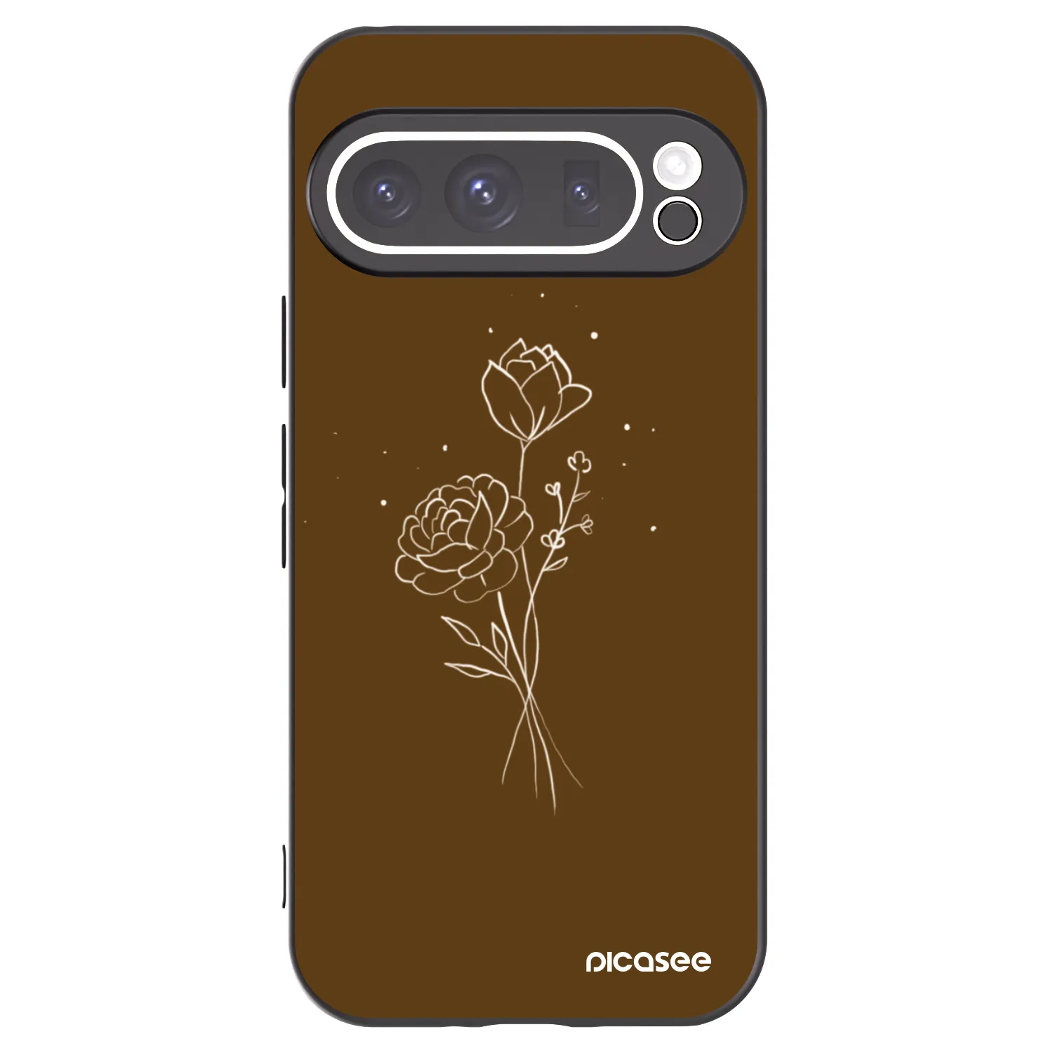 Picasee silikónový čierny obal pre Google Pixel 9 Pro - Brown flowers