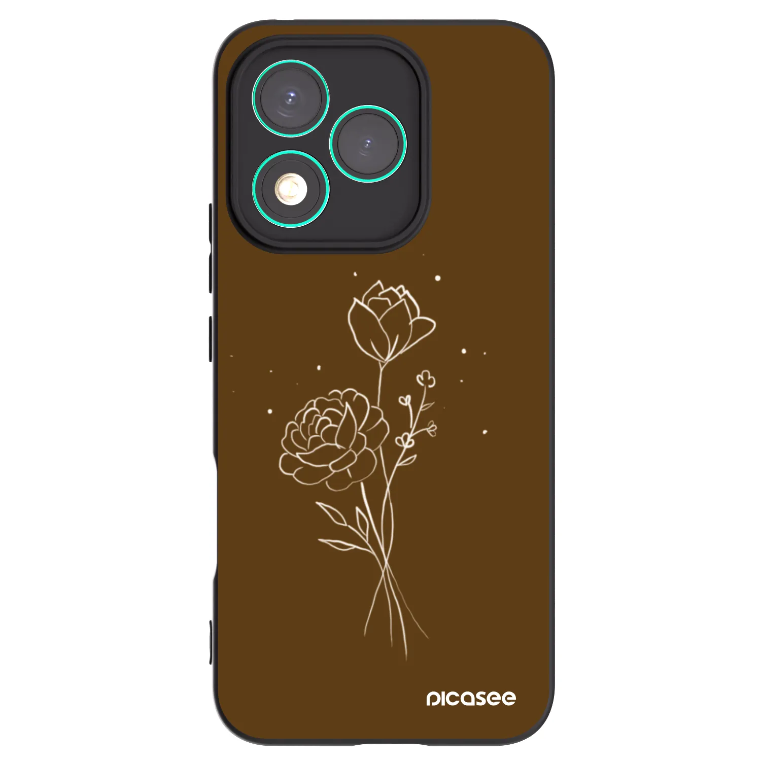 Picasee silikónový čierny obal pre Honor 400 Lite 5G - Brown flowers