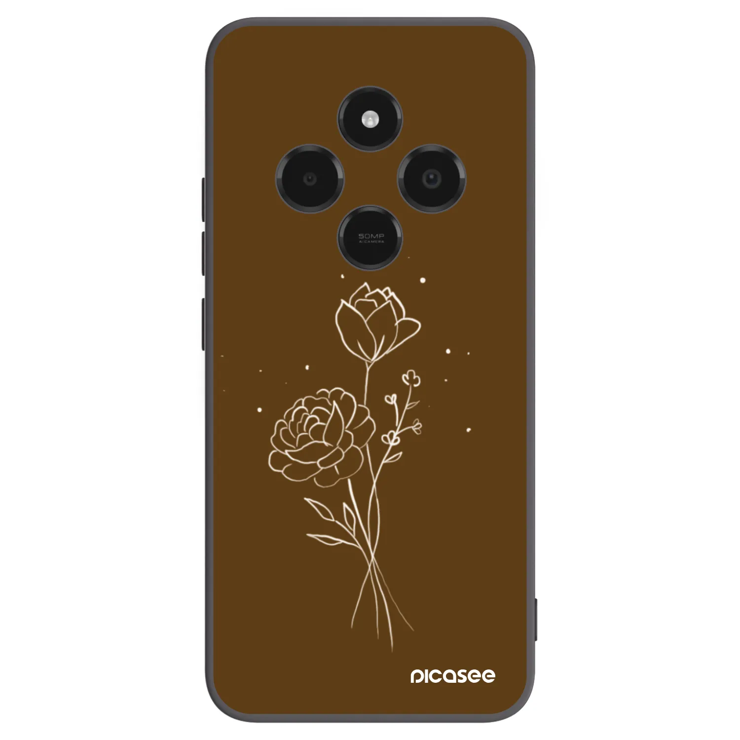 Picasee silikónový čierny obal pre Xiaomi Poco C75 - Brown flowers