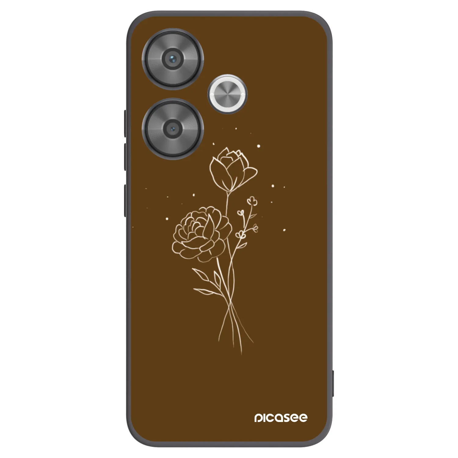 Silikónový čierny obal pre Xiaomi Poco F6 - Brown flowers