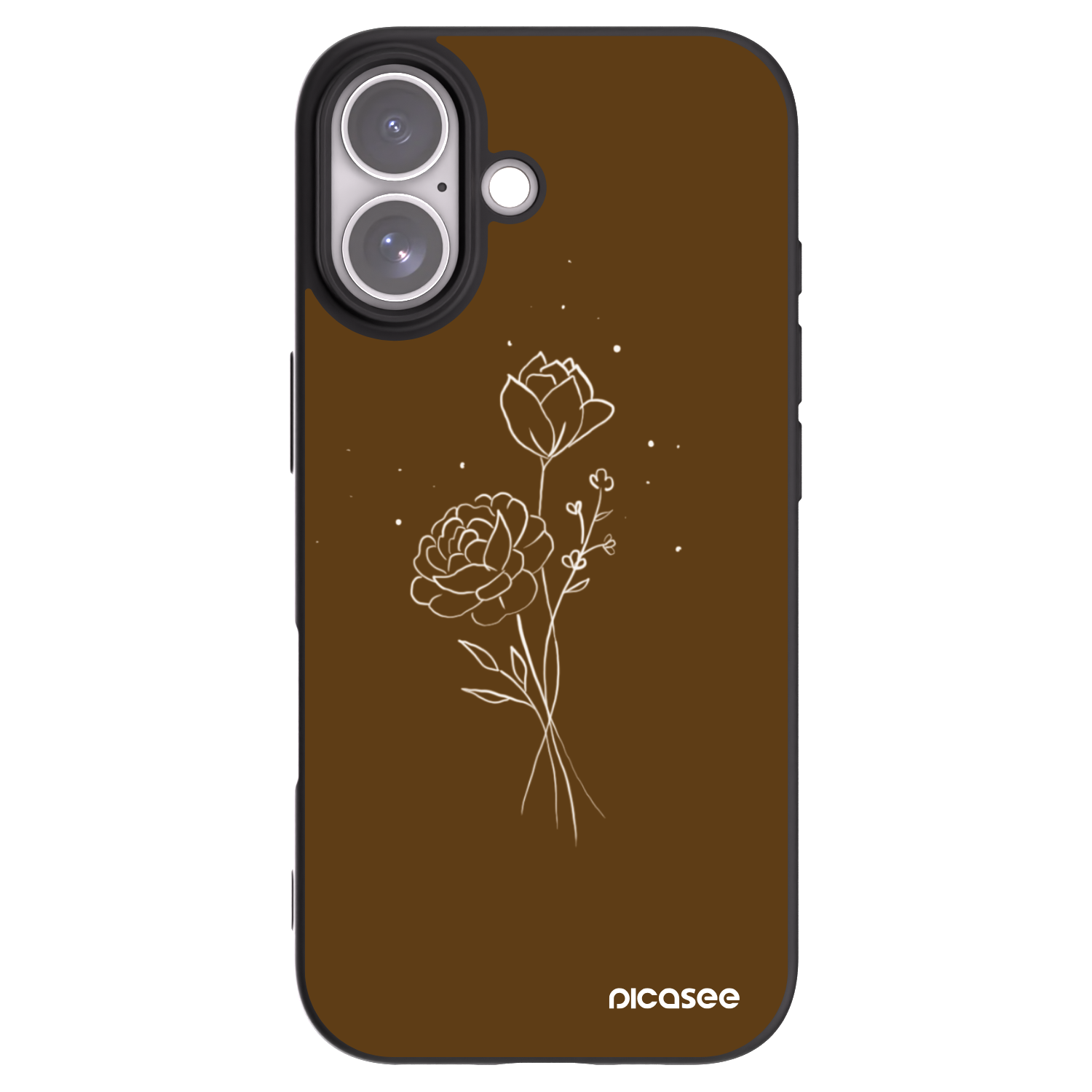 Picasee silikónový čierny obal pre Apple iPhone 17 - Brown flowers