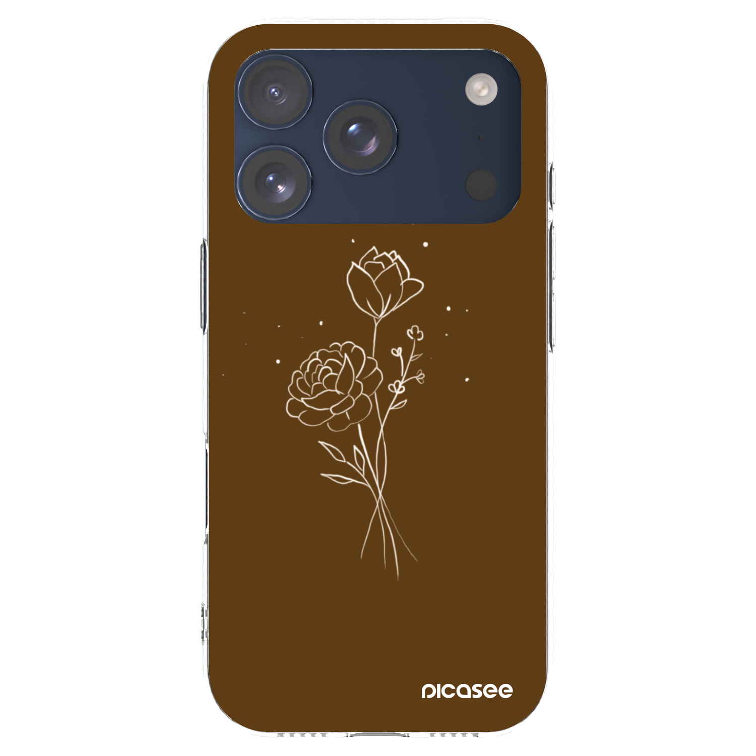 Picasee silikónový prehľadný obal pre Apple iPhone 17 Pro - Brown flowers