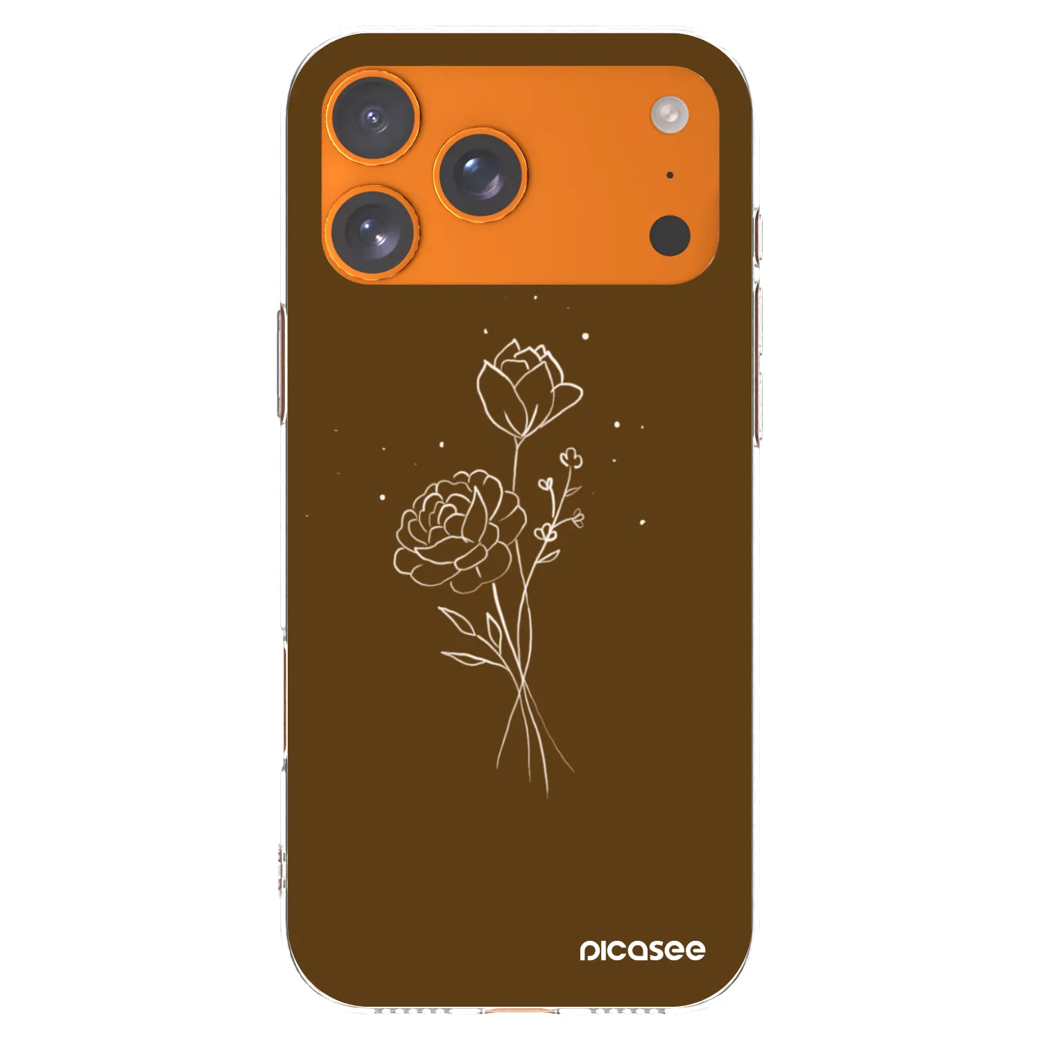 Picasee silikónový prehľadný obal pre Apple iPhone 17 Pro Max - Brown flowers
