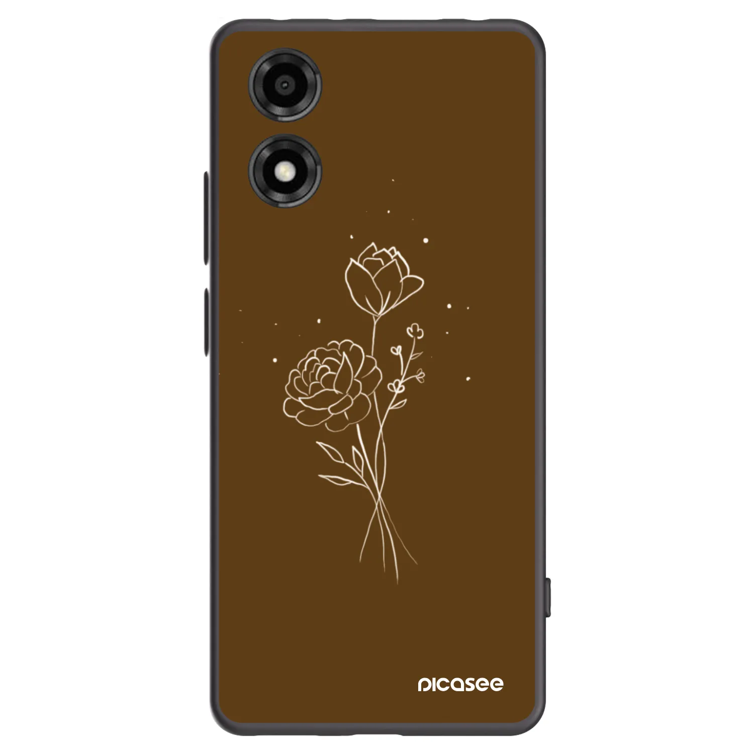 Picasee silikónový čierny obal pre Motorola Moto E14 - Brown flowers
