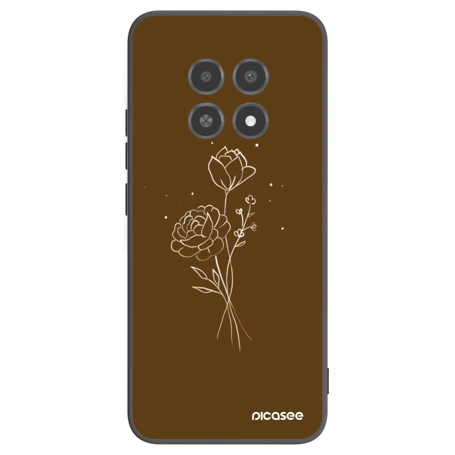 Picasee silikónový čierny obal pre Realme 12X - Brown flowers