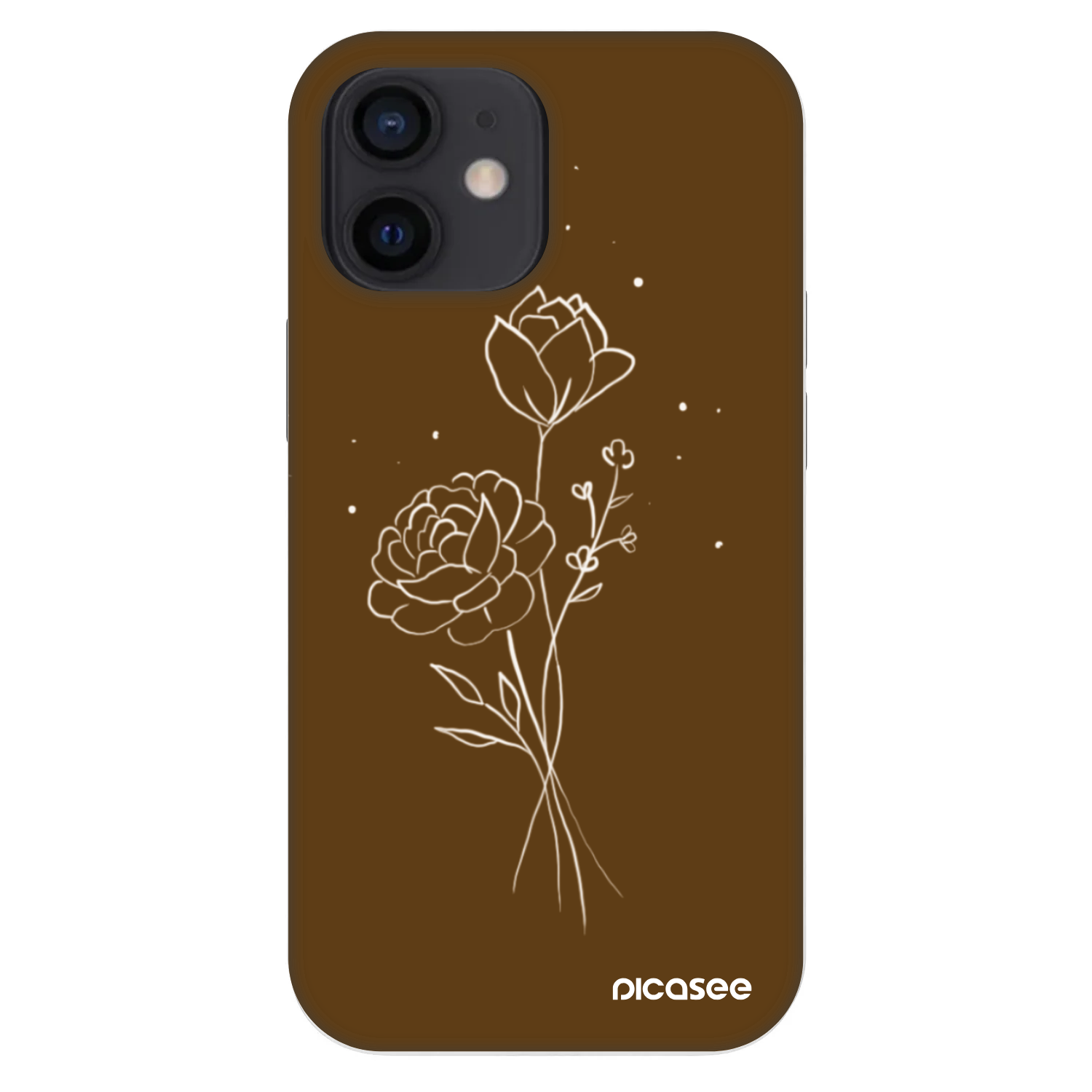 Picasee Fashion Case pre Apple iPhone 12 mini - Brown flowers