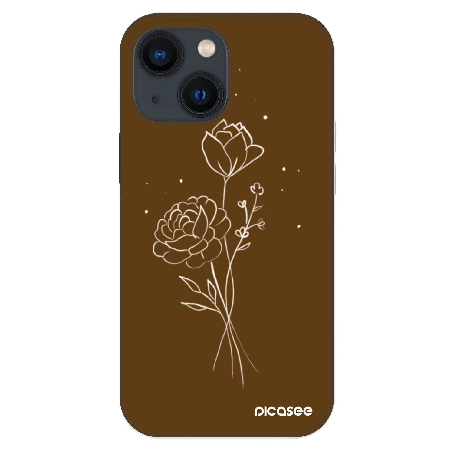 Picasee Fashion Case pre Apple iPhone 13 mini - Brown flowers