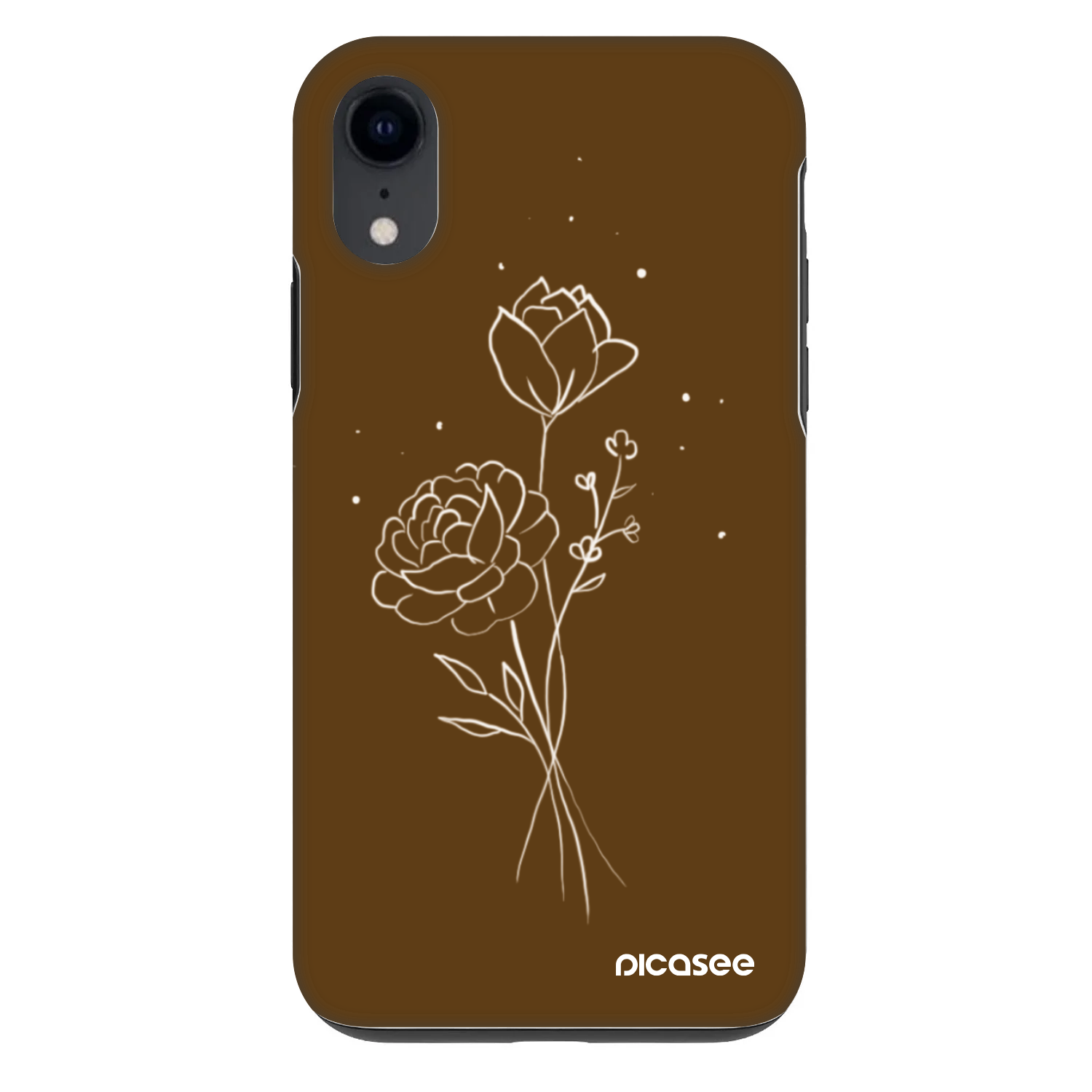 Picasee Fashion Case pre Apple iPhone XR - Brown flowers