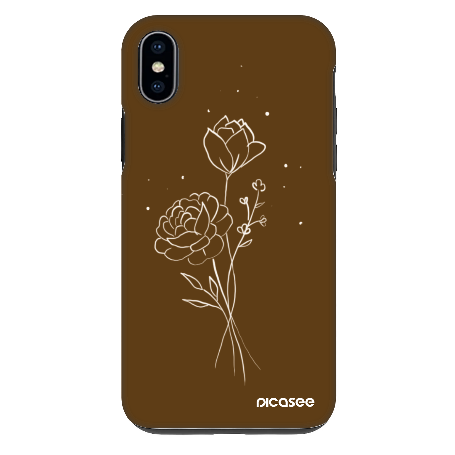 Picasee Fashion Case pre Apple iPhone XS Max - Brown flowers