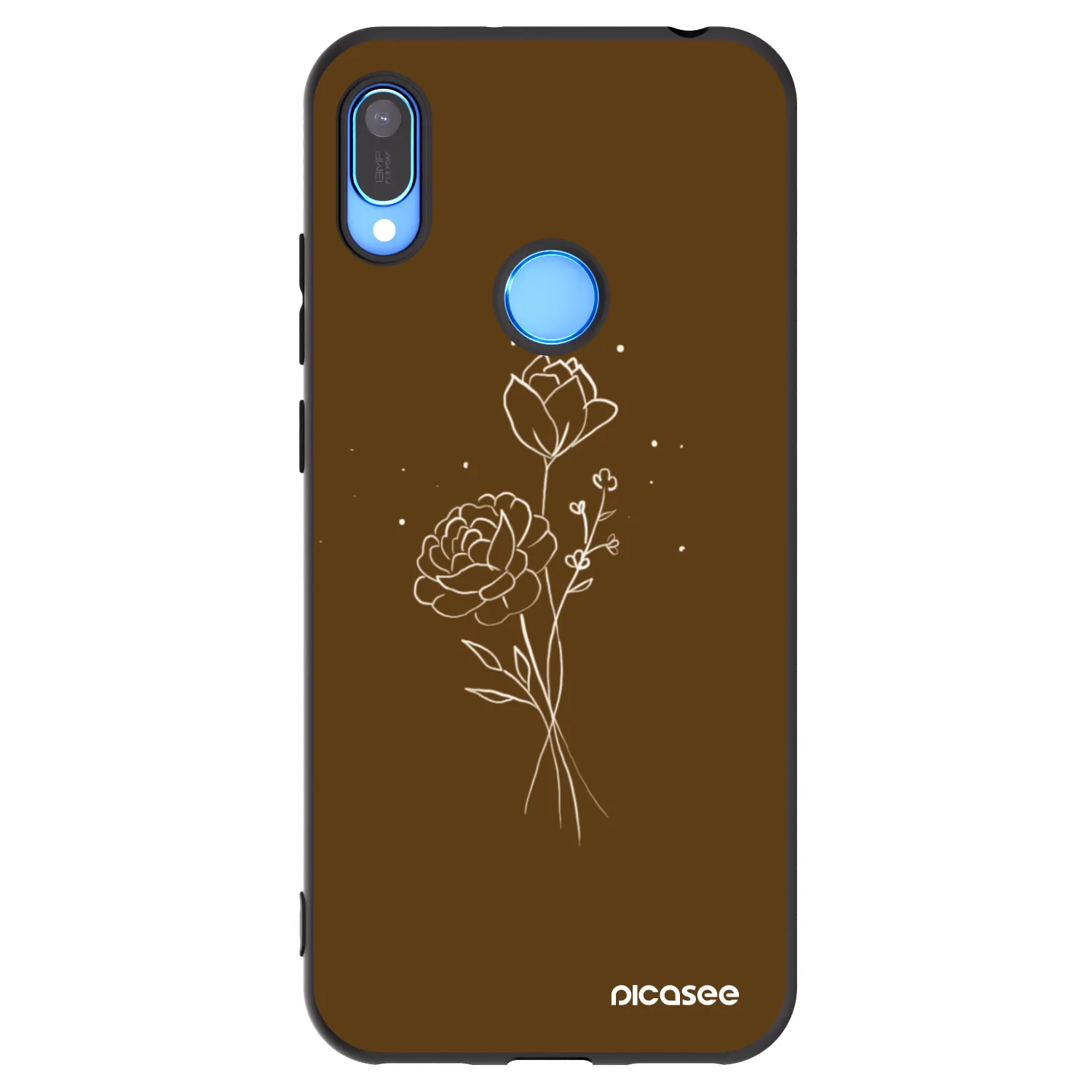Picasee silikónový čierny obal pre Huawei Y6 2019 - Brown flowers