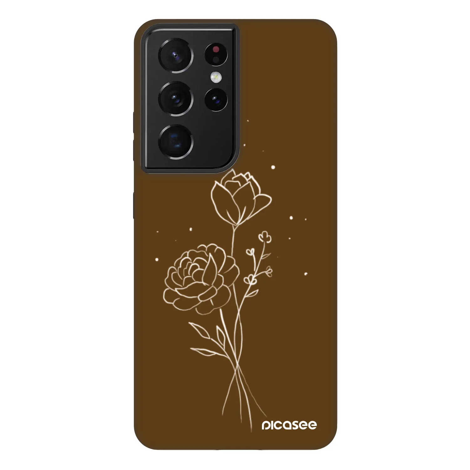 Picasee Fashion Case pre Samsung Galaxy S21 Ultra 5G G998B - Brown flowers