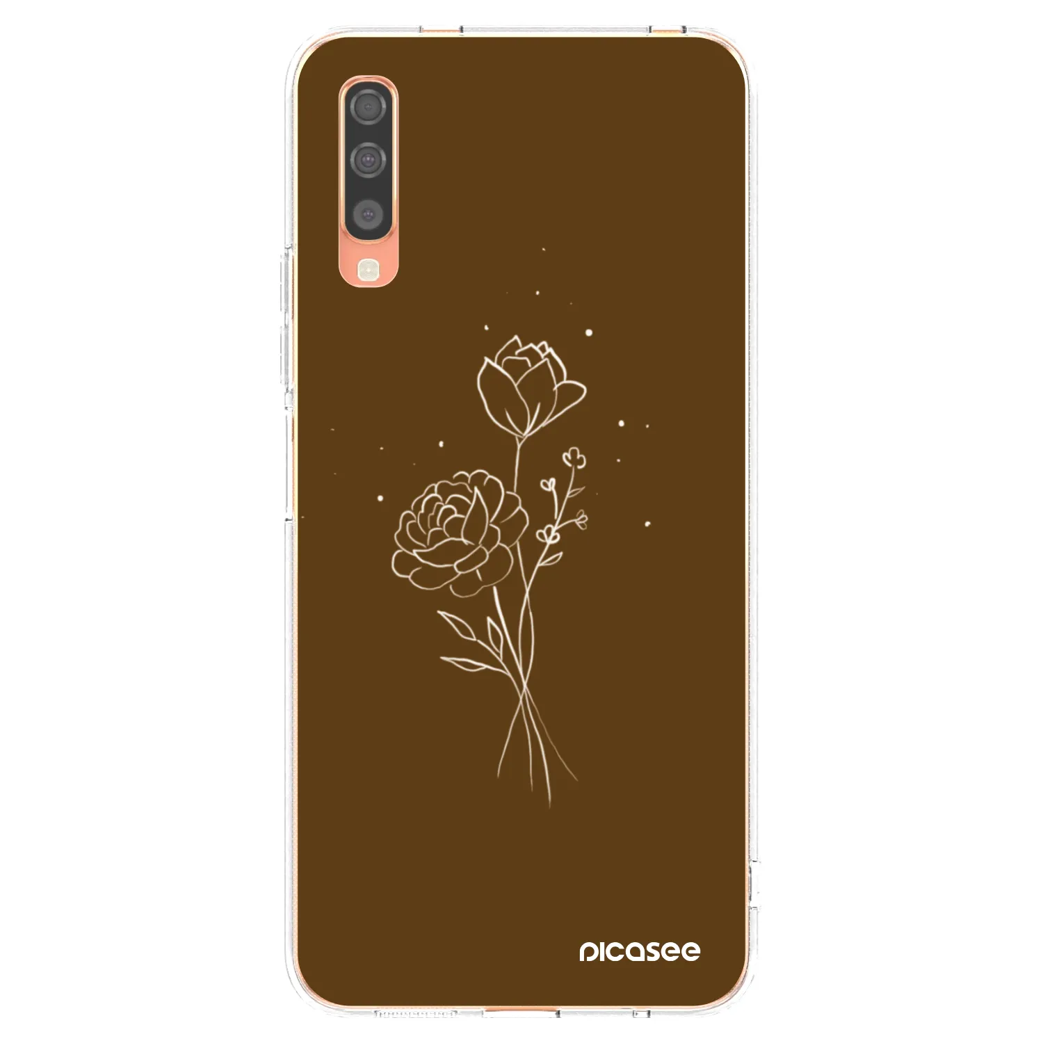 Picasee silikónový prehľadný obal pre Samsung Galaxy A70 A705F - Brown flowers