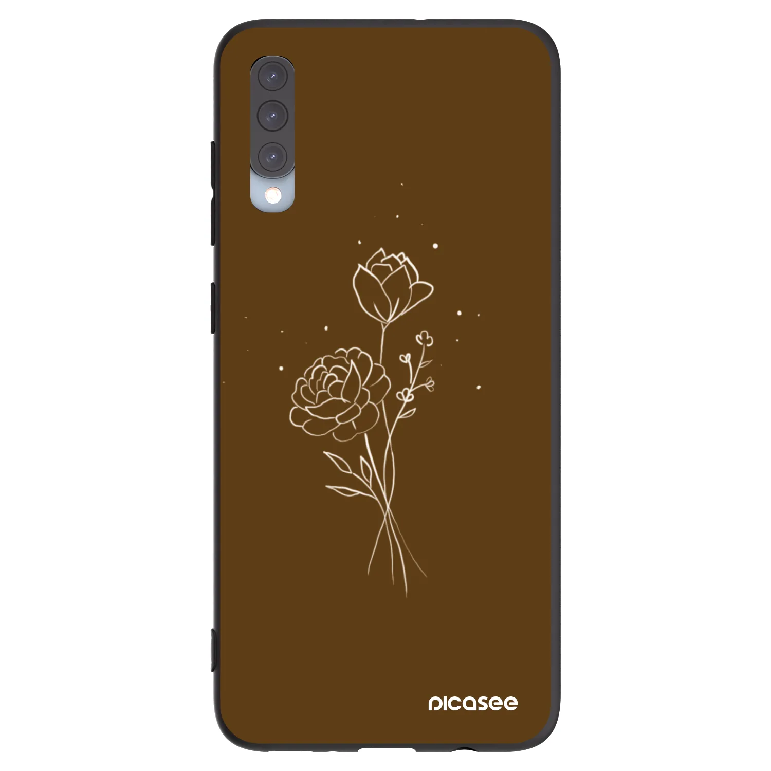Picasee silikónový čierny obal pre Samsung Galaxy A70 A705F - Brown flowers