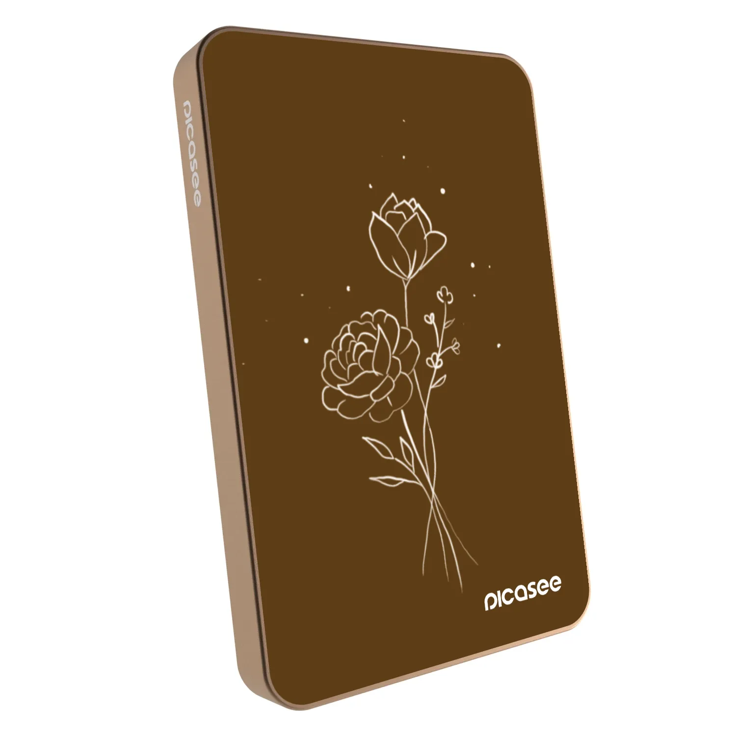 Picasee Powerbanka s MagSafe 5 000 mAh Zlatá - Brown flowers