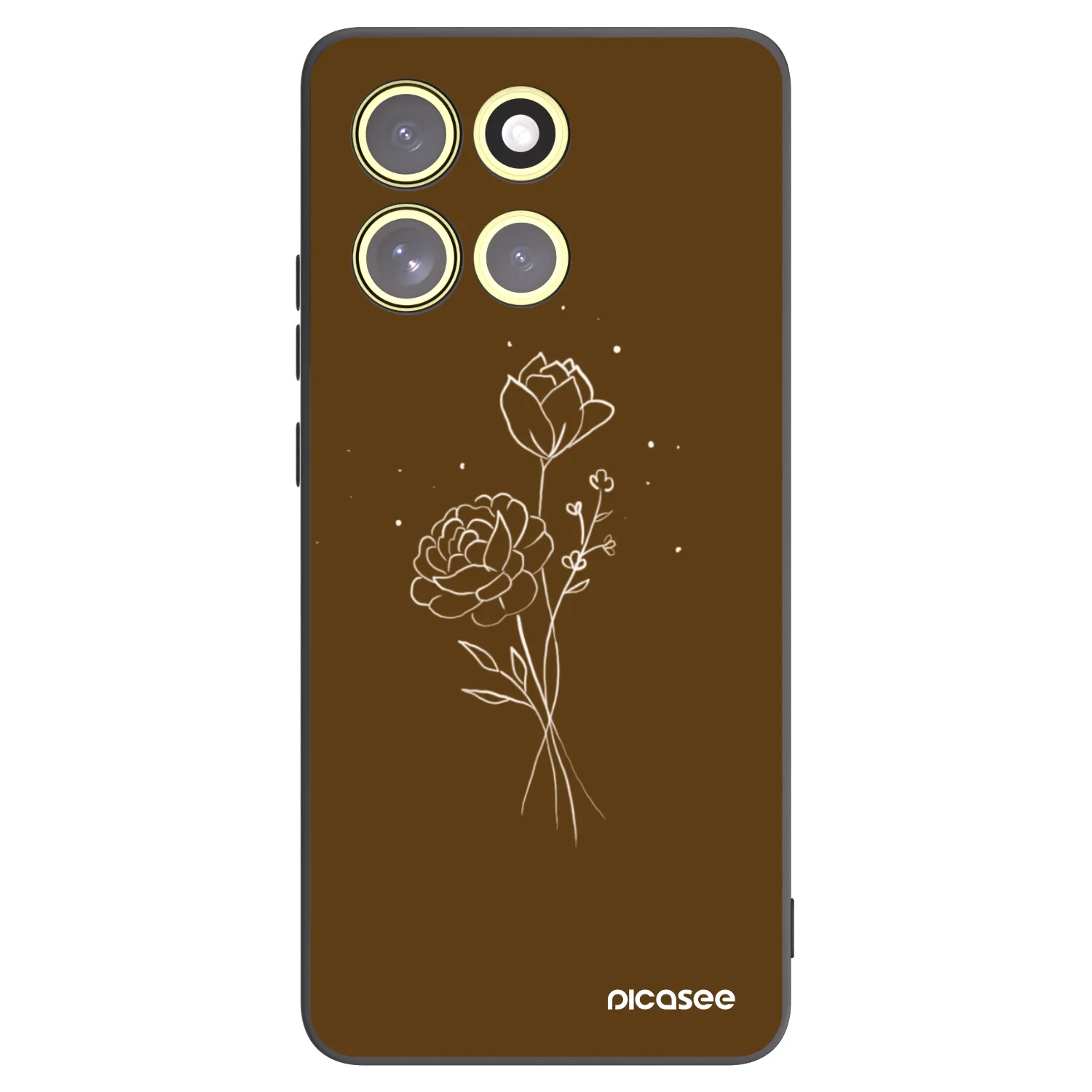 Picasee silikónový čierny obal pre Motorola Moto G86 5G - Brown flowers