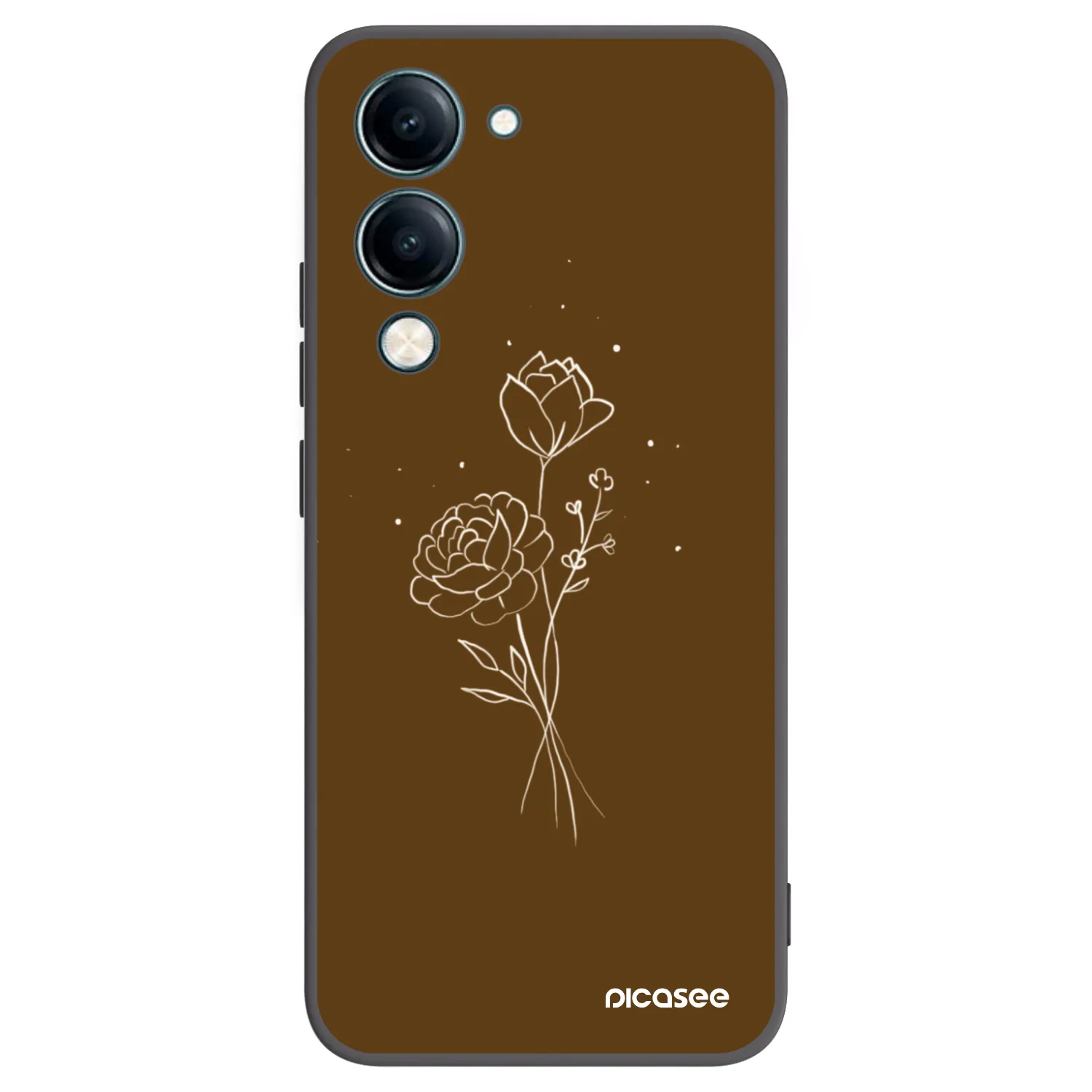 Picasee silikónový čierny obal pre Vivo Y29s 5G - Brown flowers