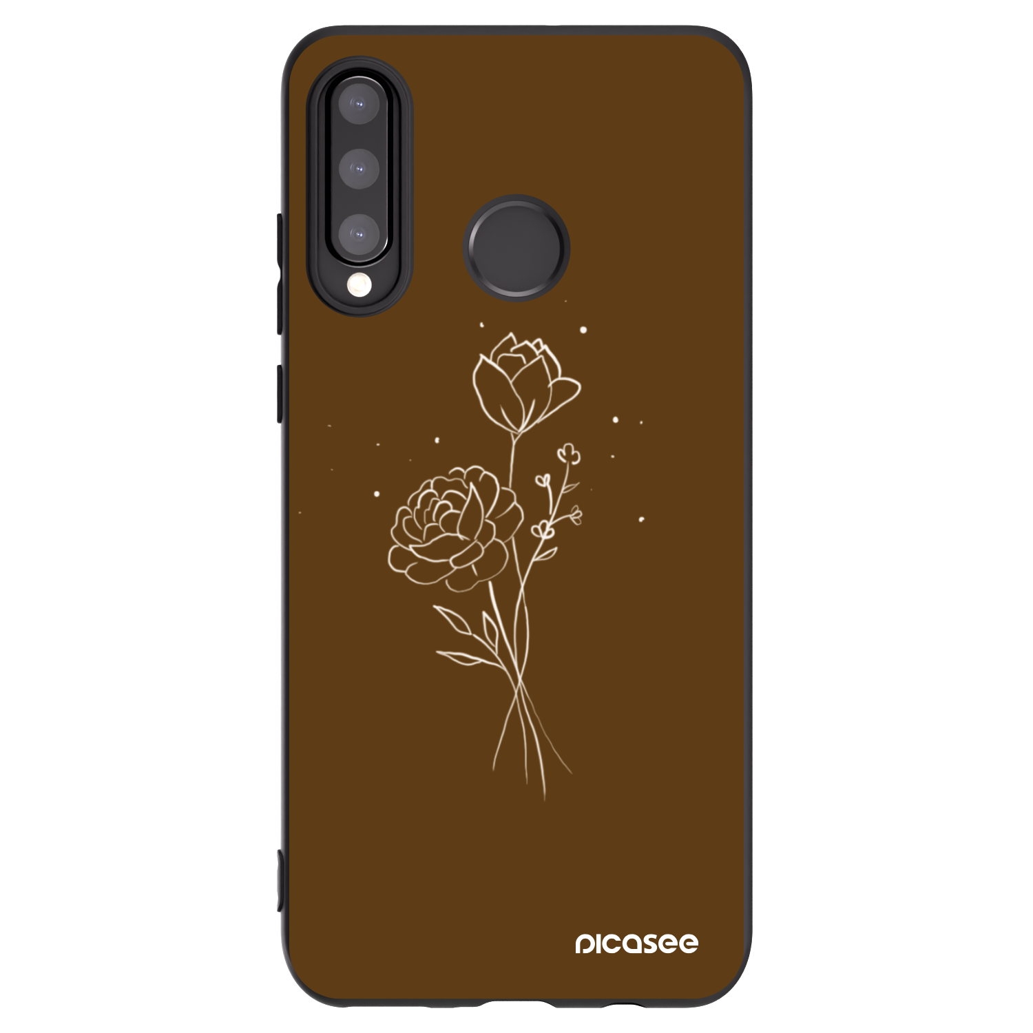 Picasee silikónový čierny obal pre Huawei P30 Lite - Brown flowers