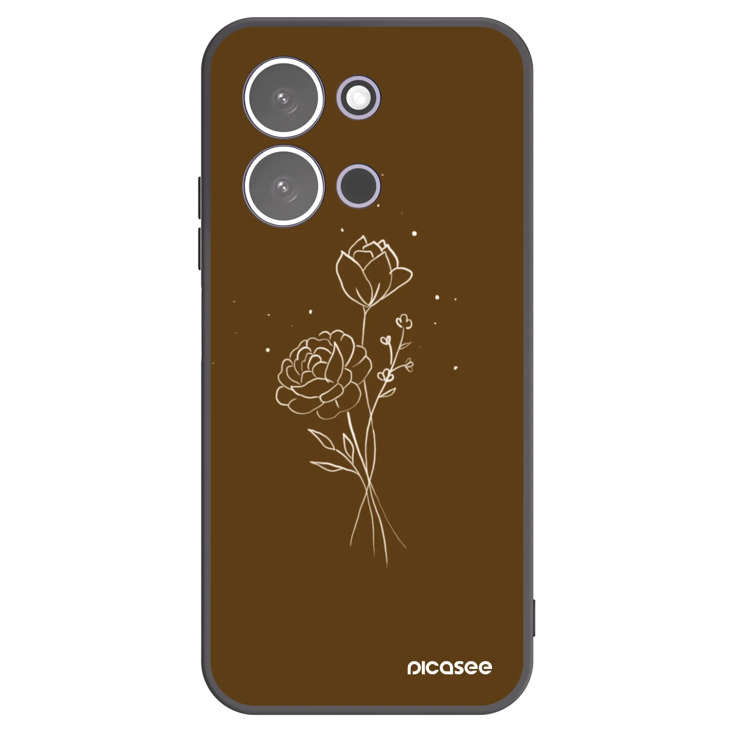 Picasee silikónový čierny obal pre Xiaomi Redmi 15C 5G - Brown flowers