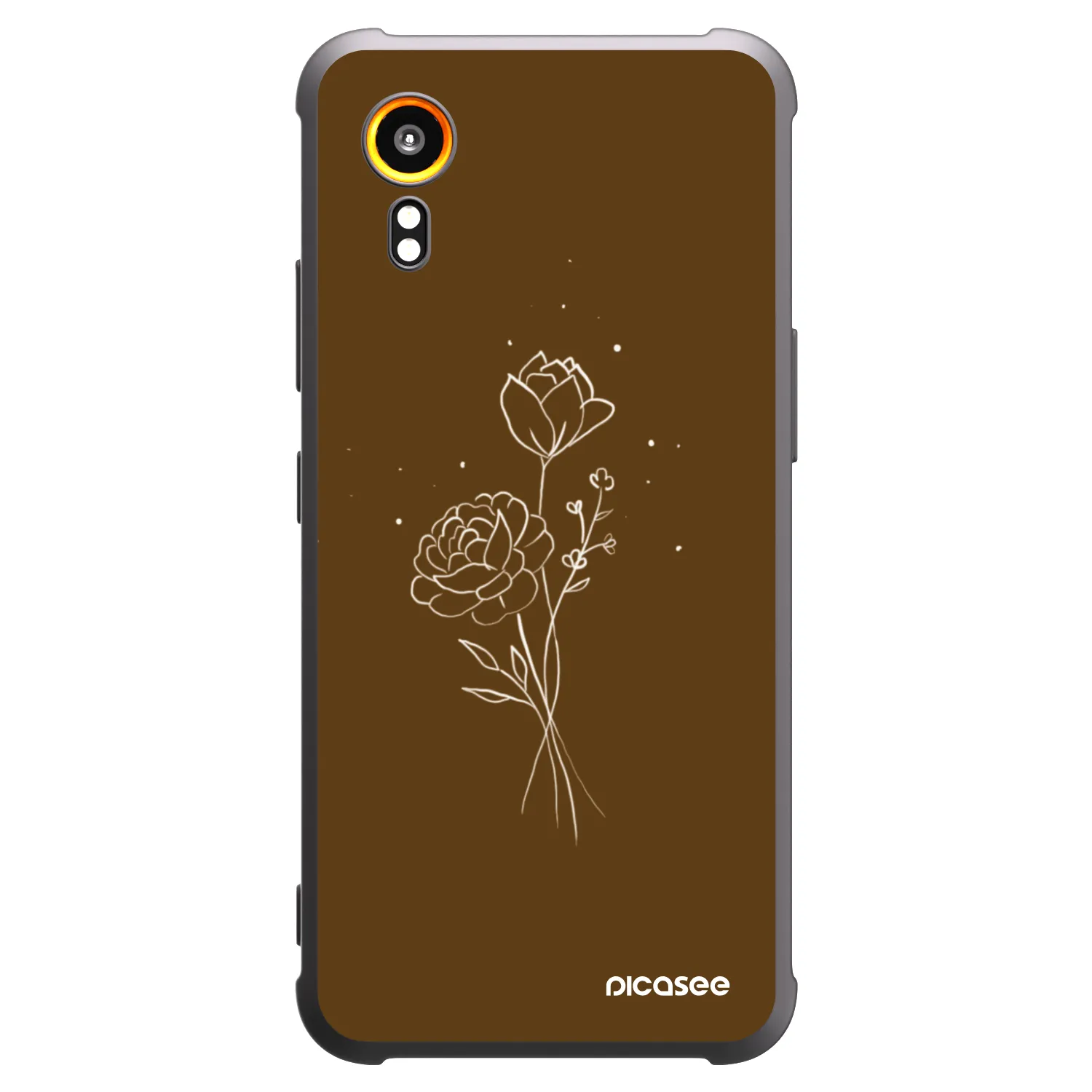 Picasee silikónový čierny obal pre Samsung Galaxy Xcover 7 - Brown flowers