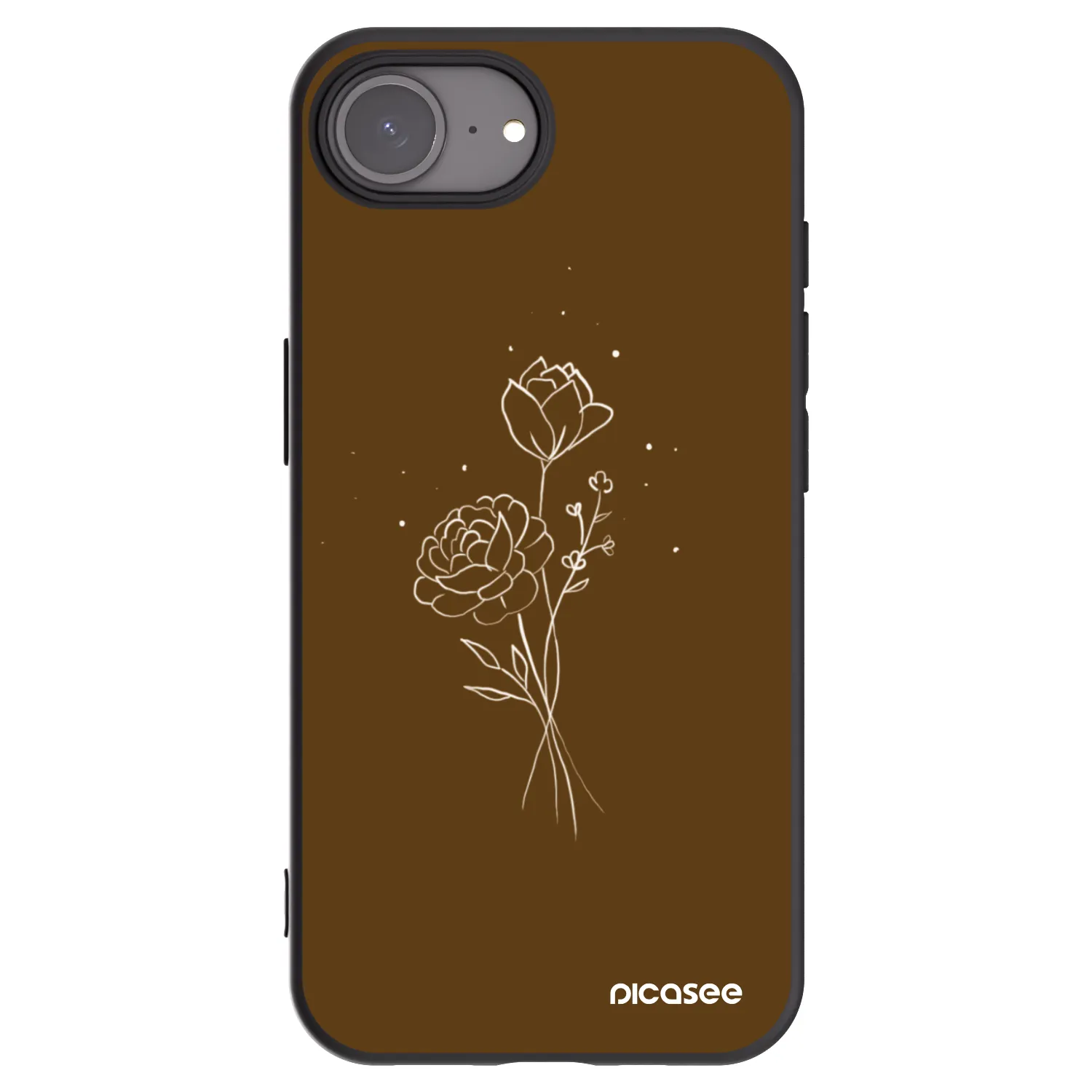 Picasee silikónový čierny obal pre Apple iPhone 17e - Brown flowers