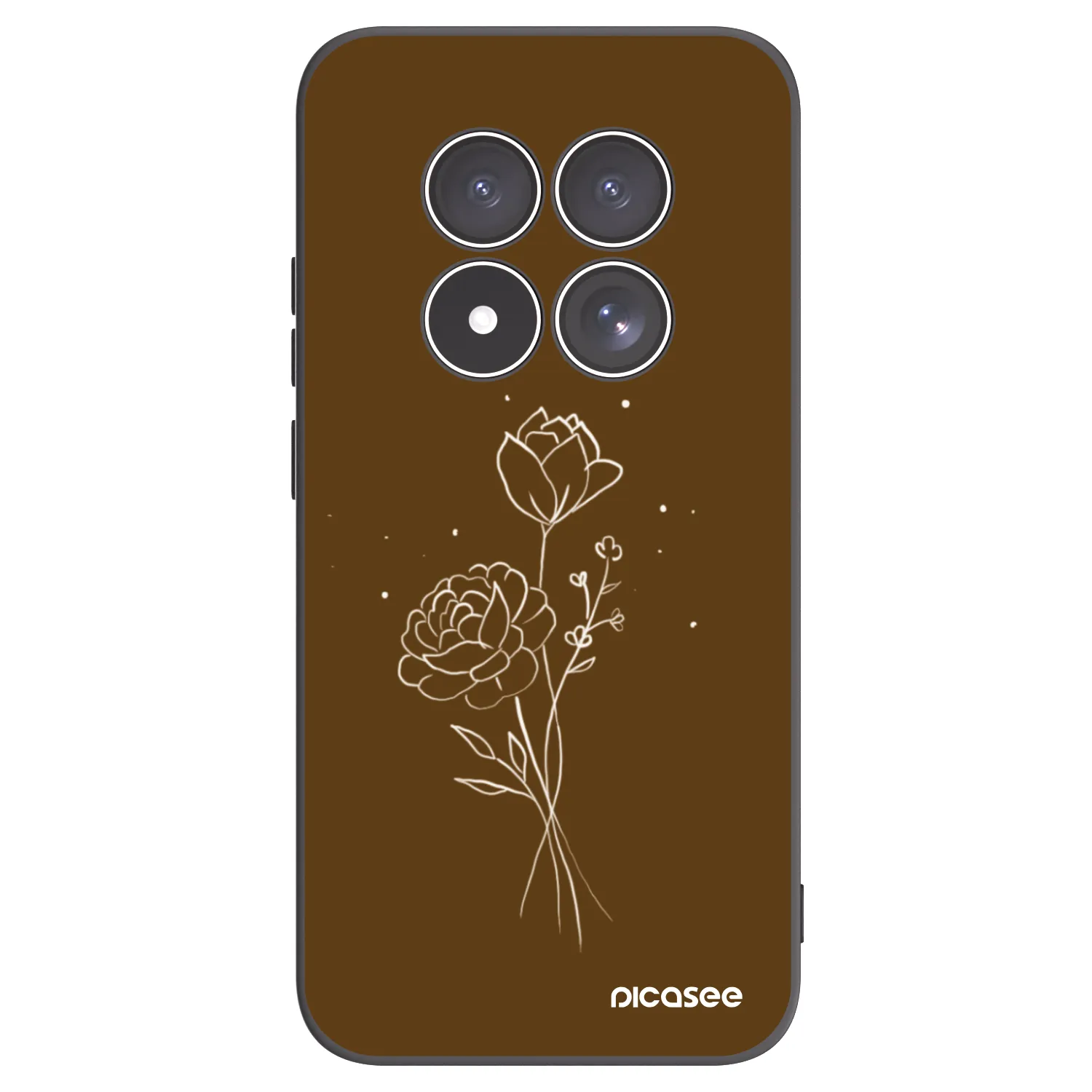Picasee silikónový čierny obal pre Xiaomi Redmi Note 15 Pro 5G - Brown flowers
