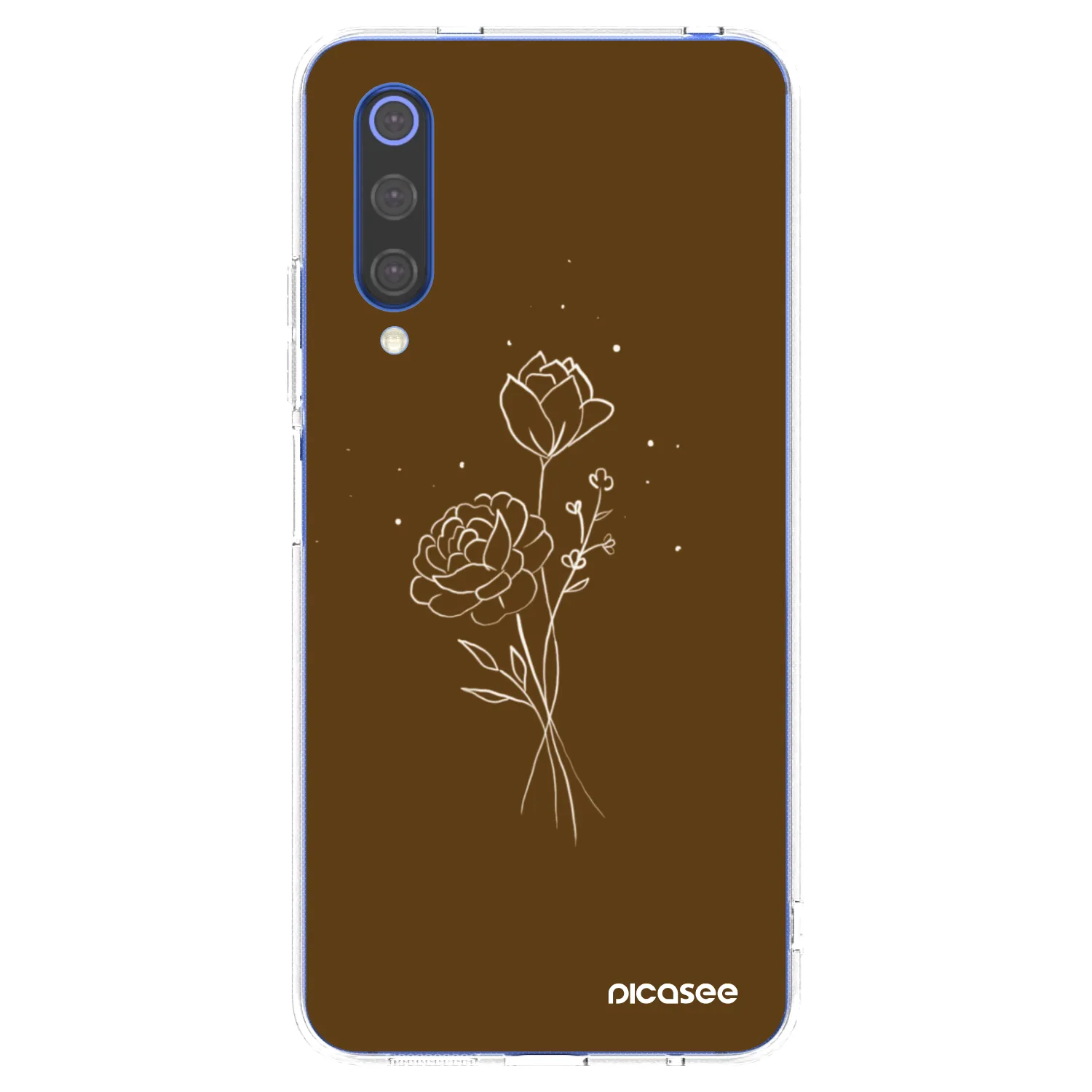 Picasee silikónový prehľadný obal pre Xiaomi Mi 9 SE - Brown flowers