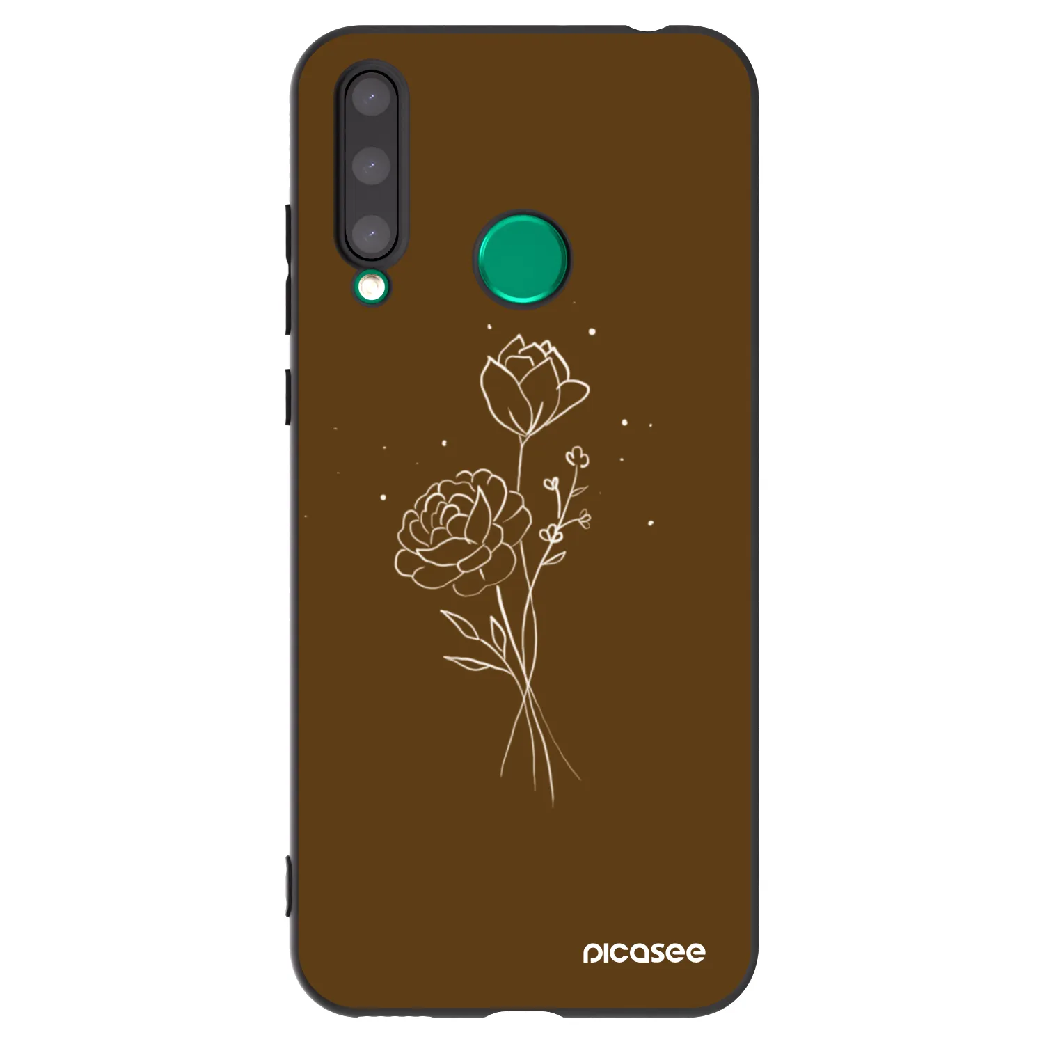 Picasee silikónový čierny obal pre Honor 20 Lite - Brown flowers