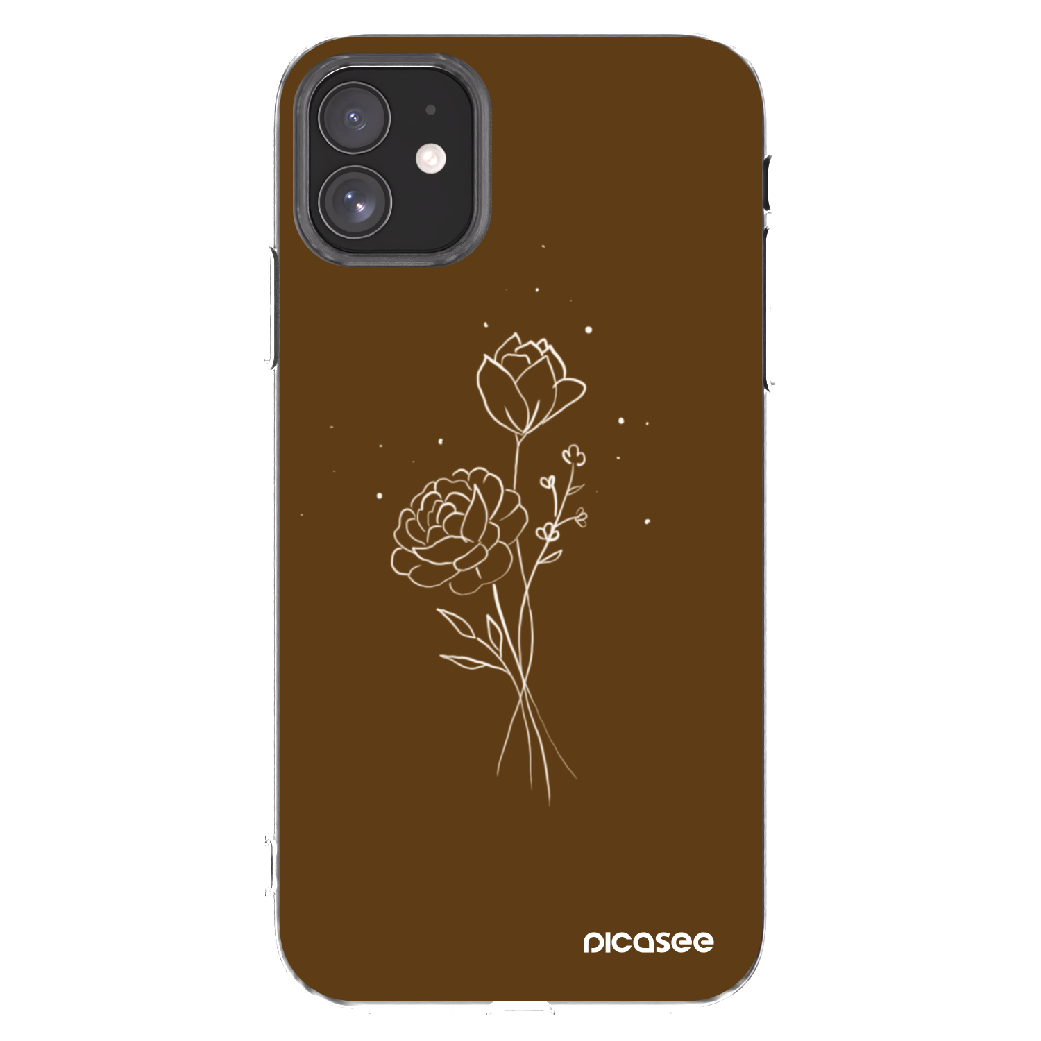 Picasee silikónový prehľadný obal pre Apple iPhone 11 - Brown flowers