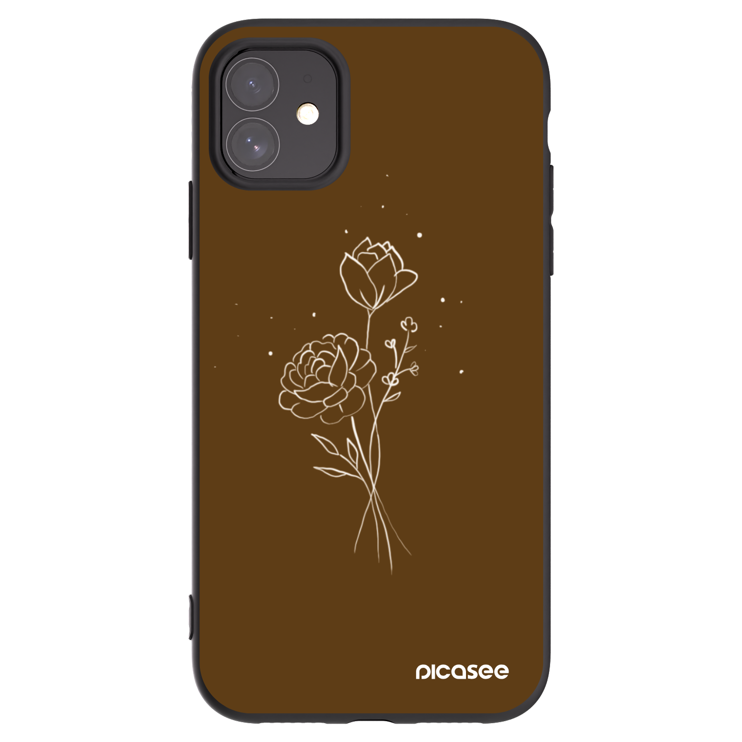 Picasee silikónový čierny obal pre Apple iPhone 11 - Brown flowers