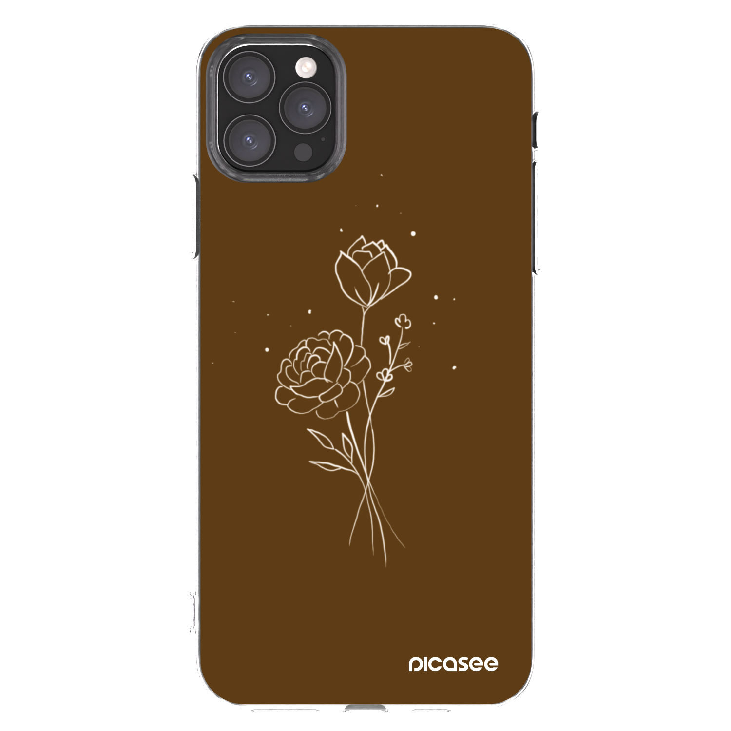 Picasee silikónový prehľadný obal pre Apple iPhone 11 Pro Max - Brown flowers
