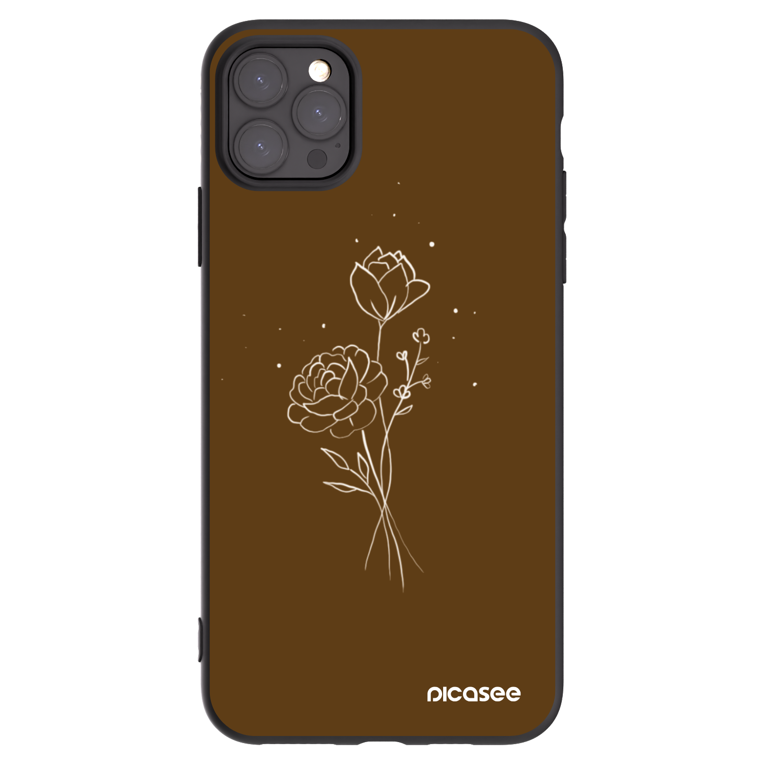 Picasee silikónový čierny obal pre Apple iPhone 11 Pro Max - Brown flowers