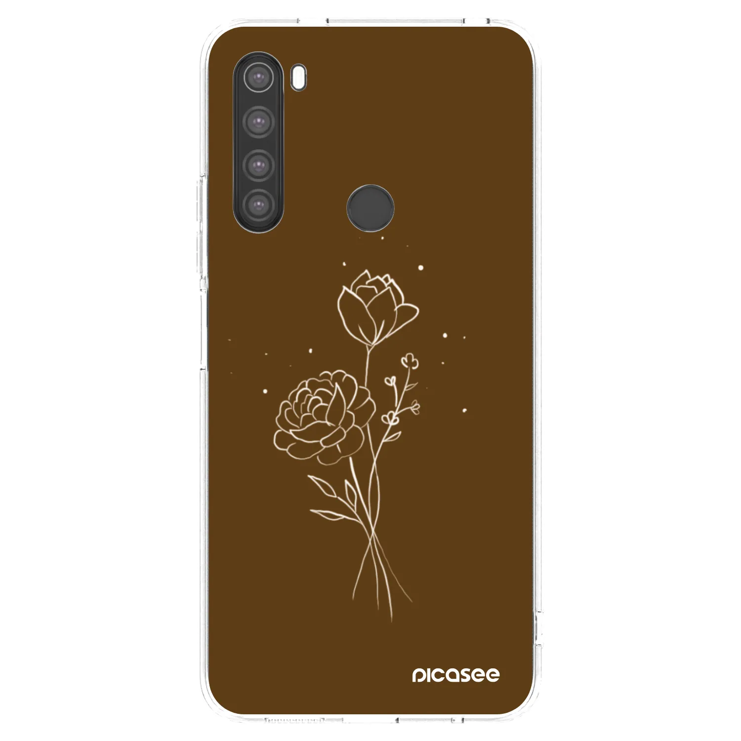 Picasee silikónový prehľadný obal pre Xiaomi Redmi Note 8 - Brown flowers