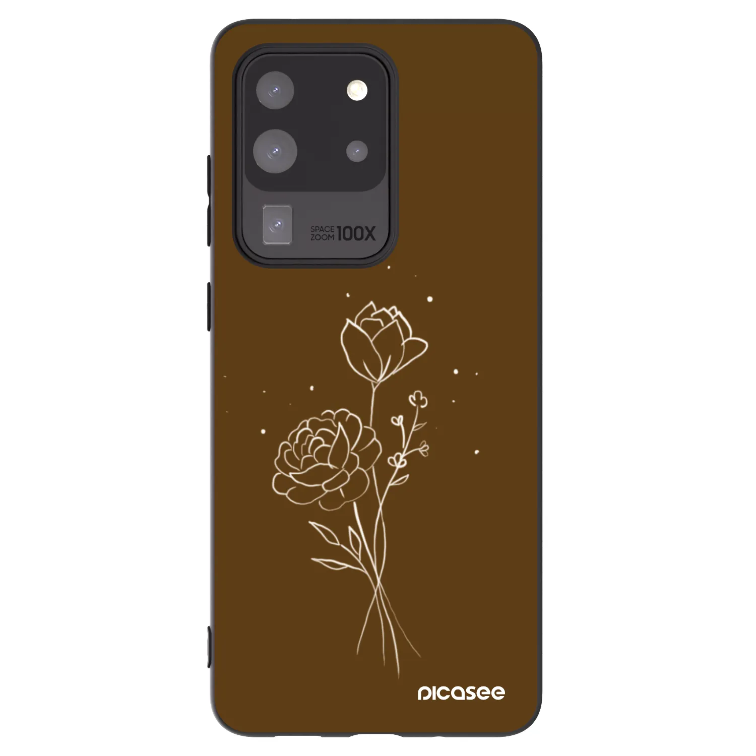 Picasee silikónový čierny obal pre Samsung Galaxy S20 Ultra 5G G988F - Brown flowers
