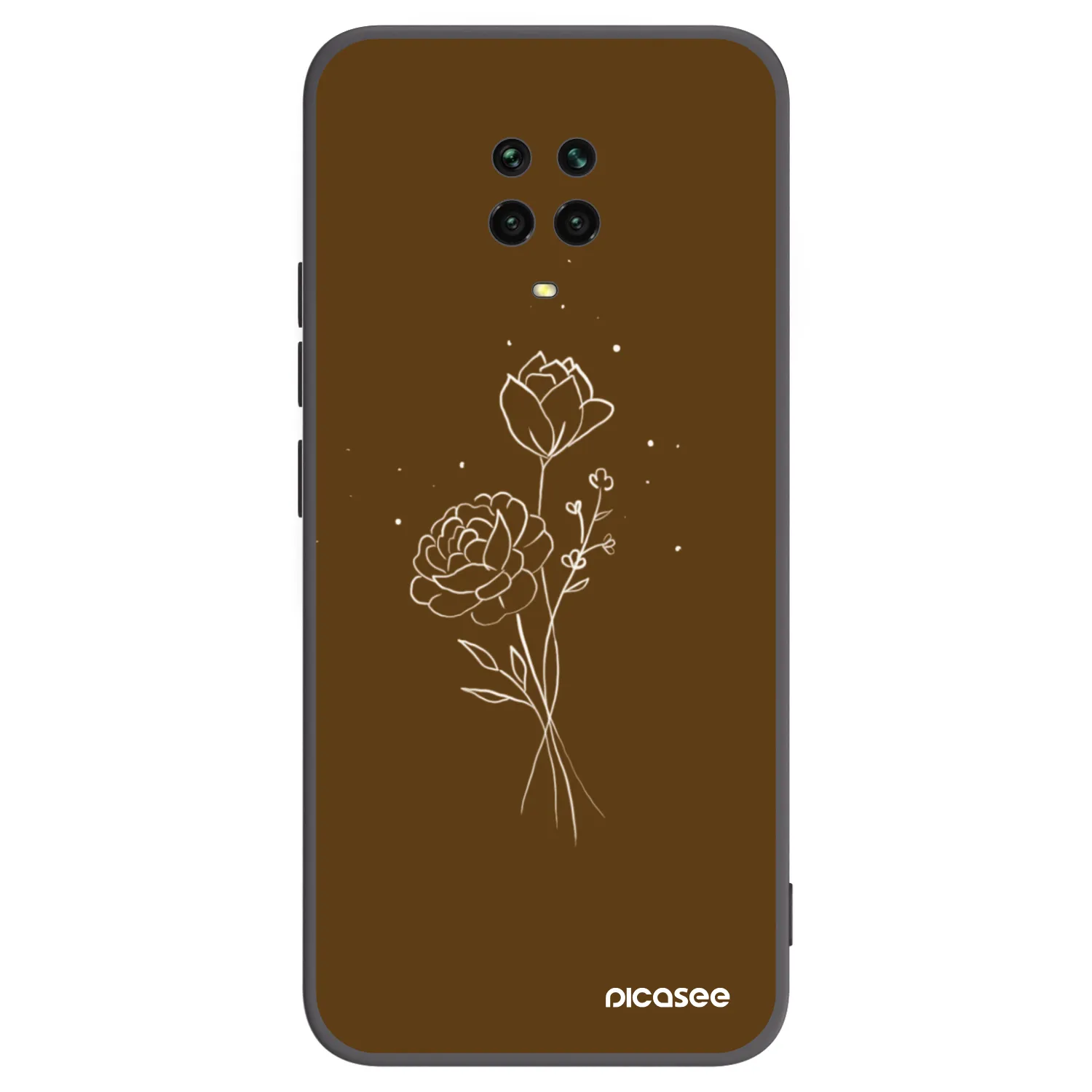 Picasee silikónový čierny obal pre Xiaomi Redmi Note 9 Pro - Brown flowers
