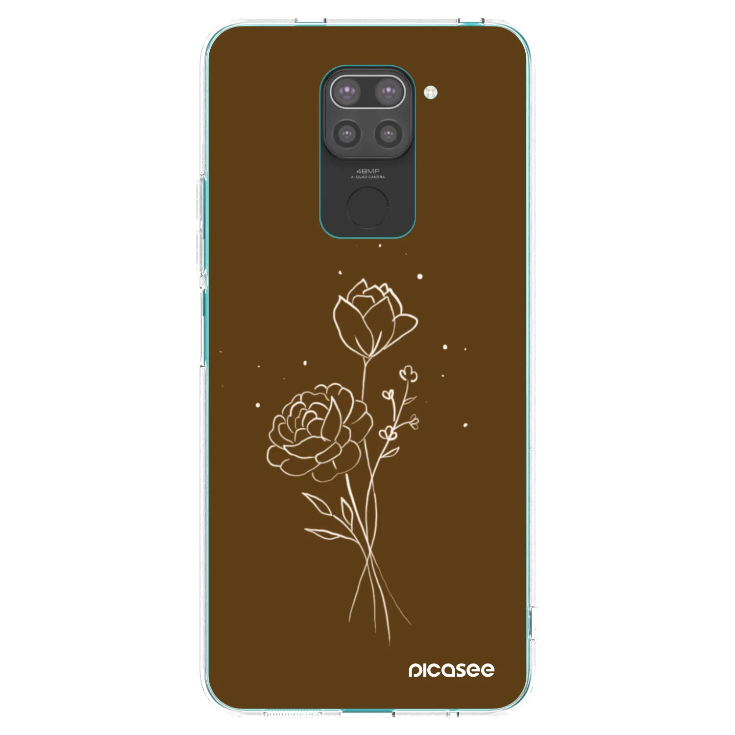 Picasee silikónový čierny obal pre Xiaomi Redmi Note 9 - Brown flowers