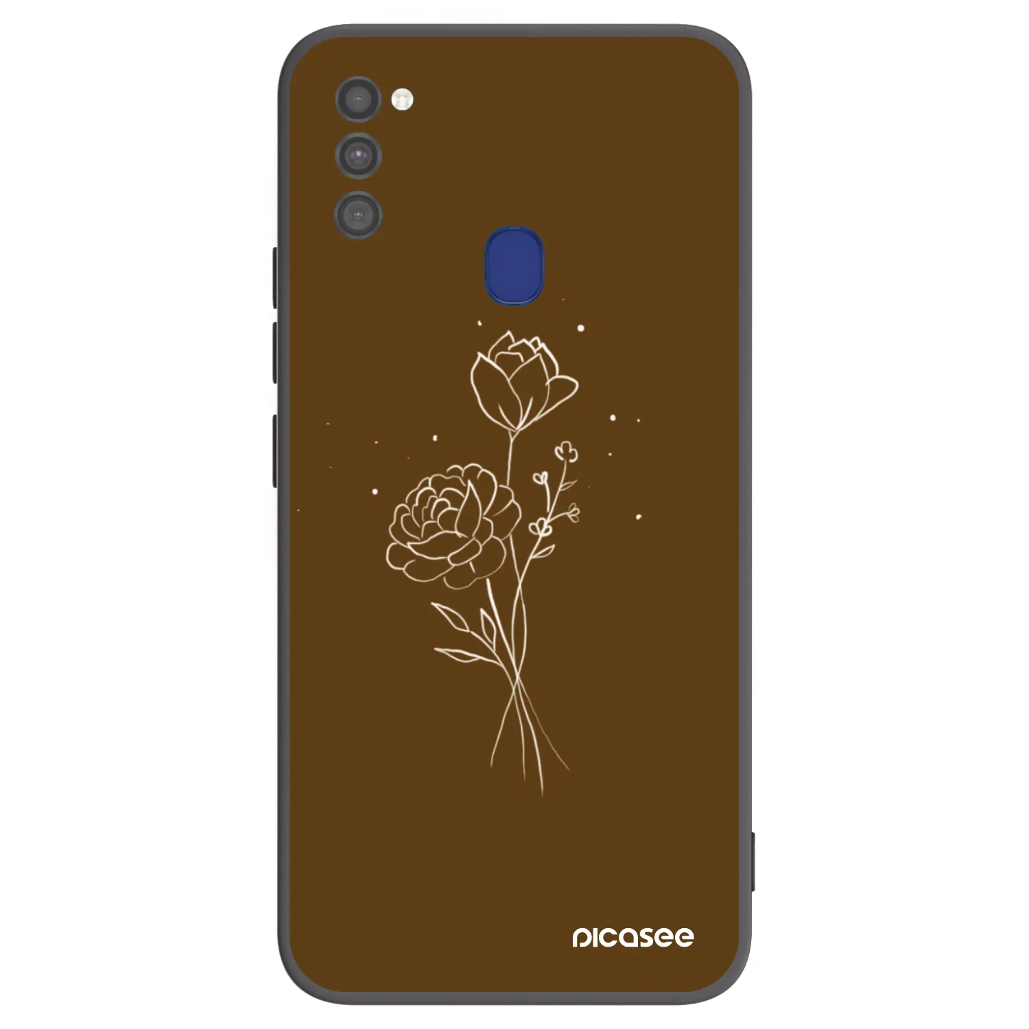 Picasee silikónový čierny obal pre Samsung Galaxy M21 M215F - Brown flowers