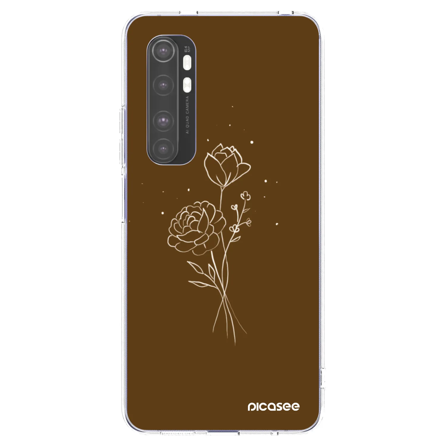 Picasee silikónový prehľadný obal pre Xiaomi Mi Note 10 Lite - Brown flowers