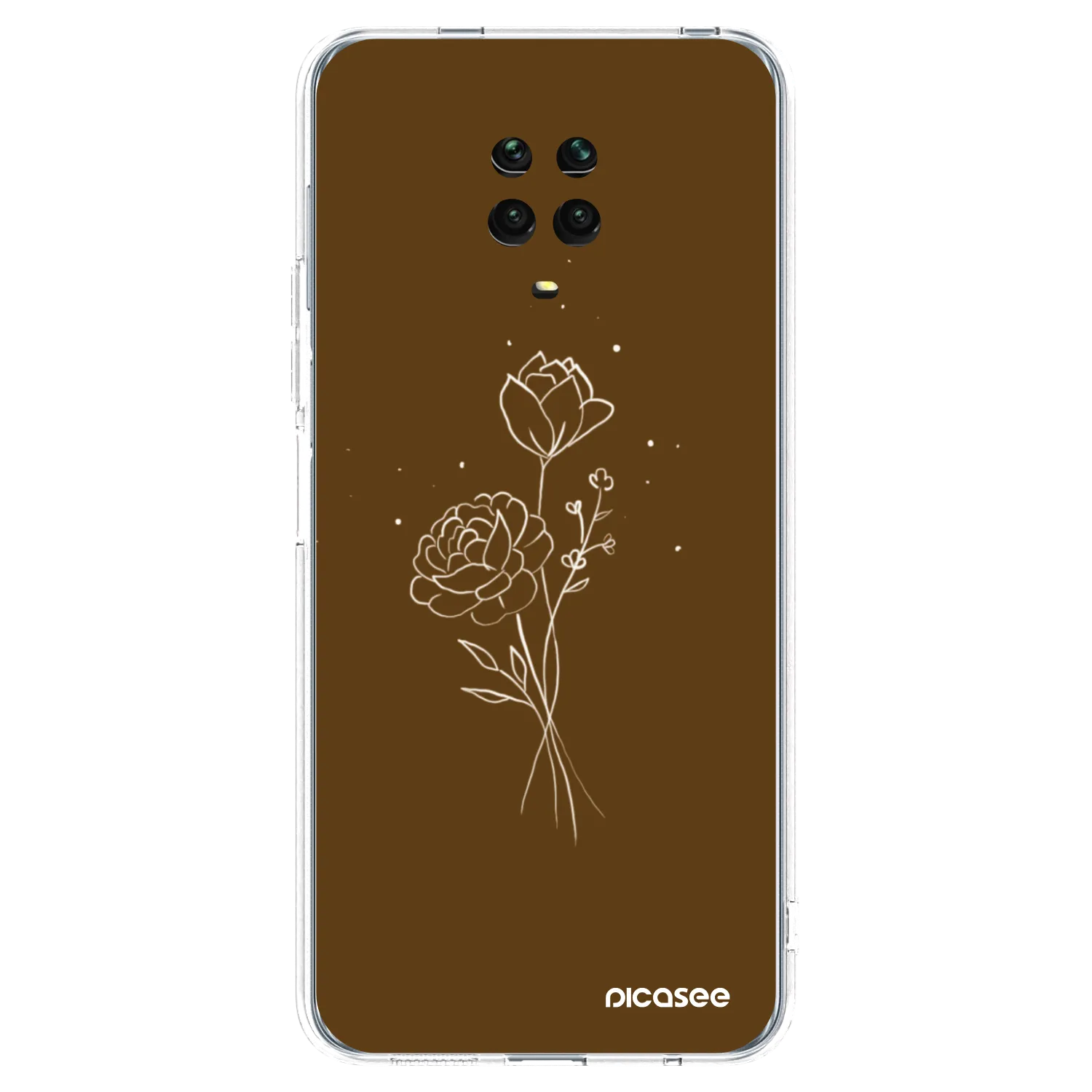 Picasee silikónový prehľadný obal pre Xiaomi Redmi Note 9S - Brown flowers
