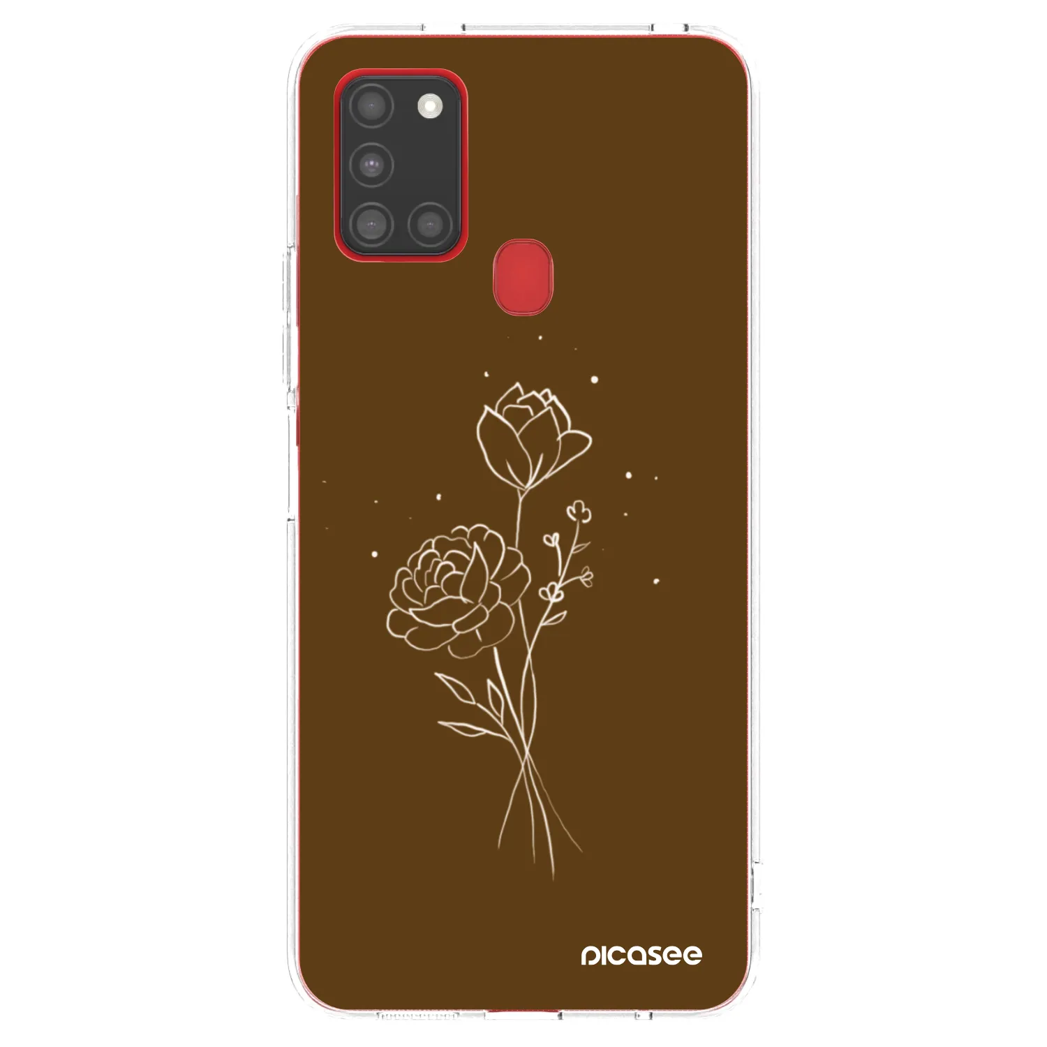 Picasee silikónový prehľadný obal pre Samsung Galaxy A21s - Brown flowers
