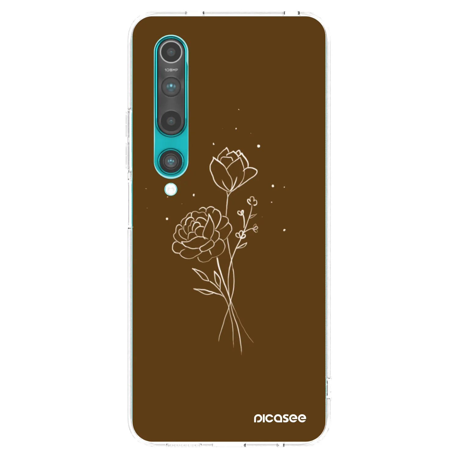 Picasee silikónový prehľadný obal pre Xiaomi Mi 10 - Brown flowers