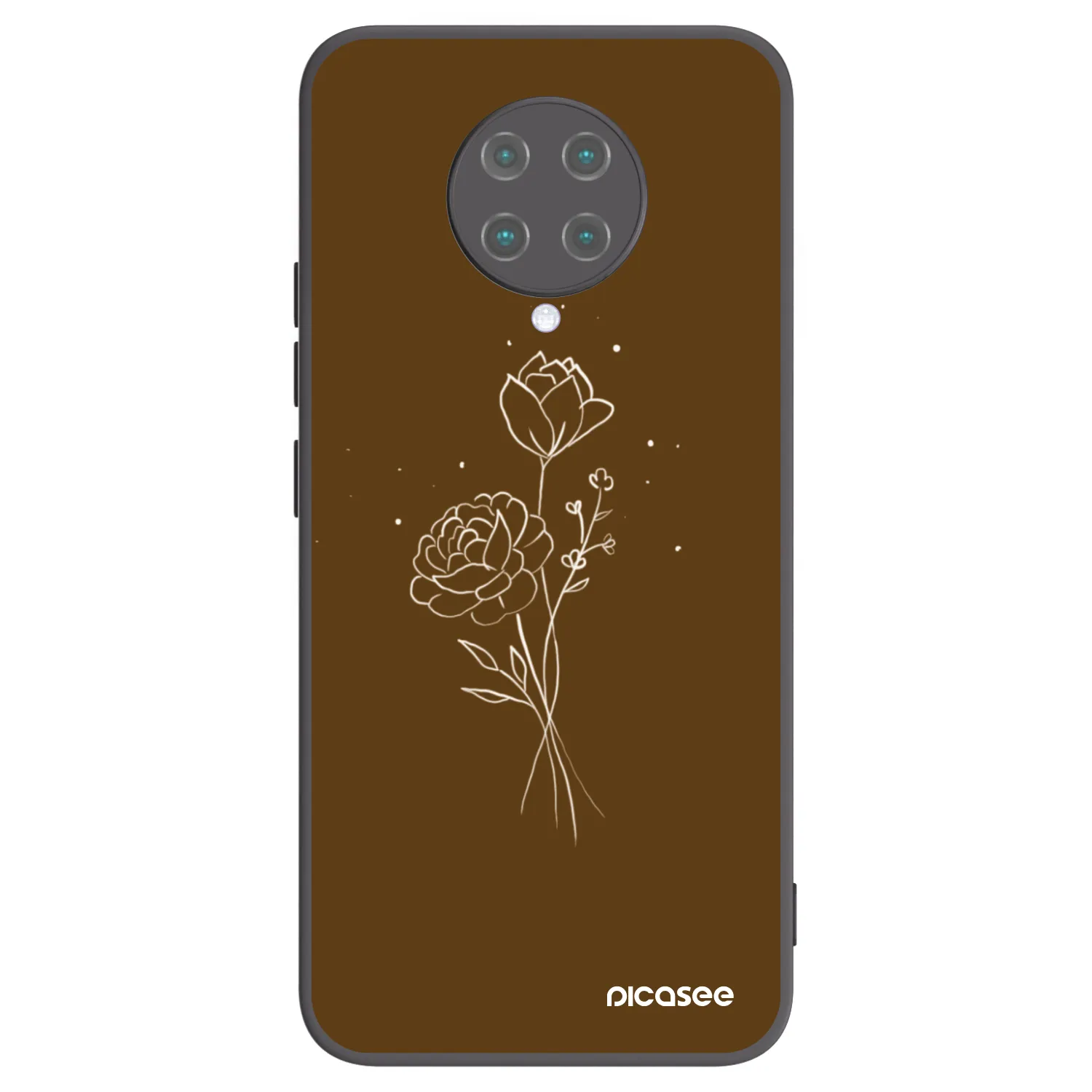 Picasee silikónový čierny obal pre Xiaomi Poco F2 Pro - Brown flowers