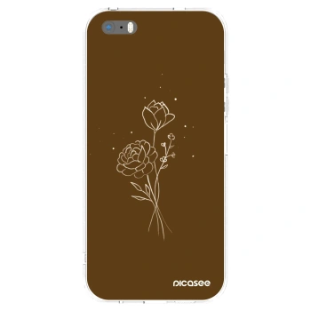 Picasee silikónový prehľadný obal pre Apple iPhone 5/5S/SE - Brown flowers