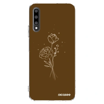 Picasee silikónový prehľadný obal pre Honor 9X Pro - Brown flowers