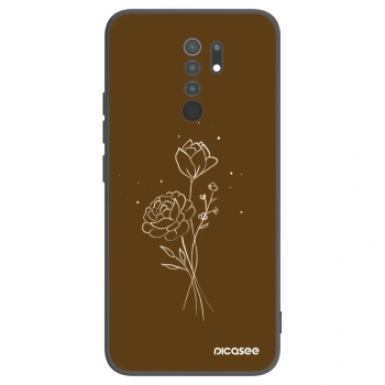 Picasee silikónový čierny obal pre Xiaomi Redmi 9 - Brown flowers