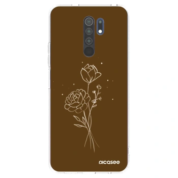 Picasee silikónový prehľadný obal pre Xiaomi Redmi 9 - Brown flowers