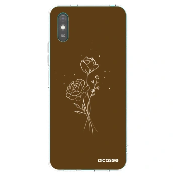 Picasee silikónový prehľadný obal pre Xiaomi Redmi 9A - Brown flowers