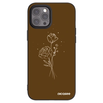 Picasee silikónový čierny obal pre Apple iPhone 12 Pro Max - Brown flowers